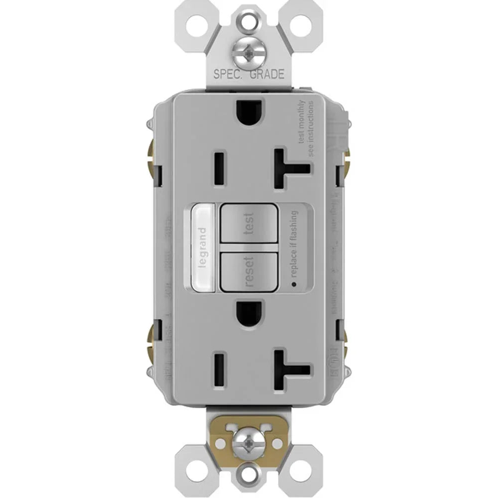 radiant Tamper-Resistant 20A GFCI Receptacle with Night Light, Gray - Bees Lighting