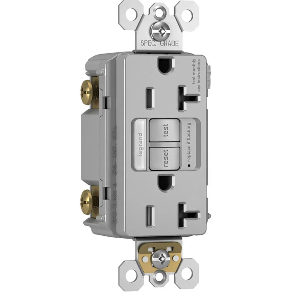 radiant Tamper-Resistant 20A GFCI Receptacle with Night Light, Gray - Bees Lighting