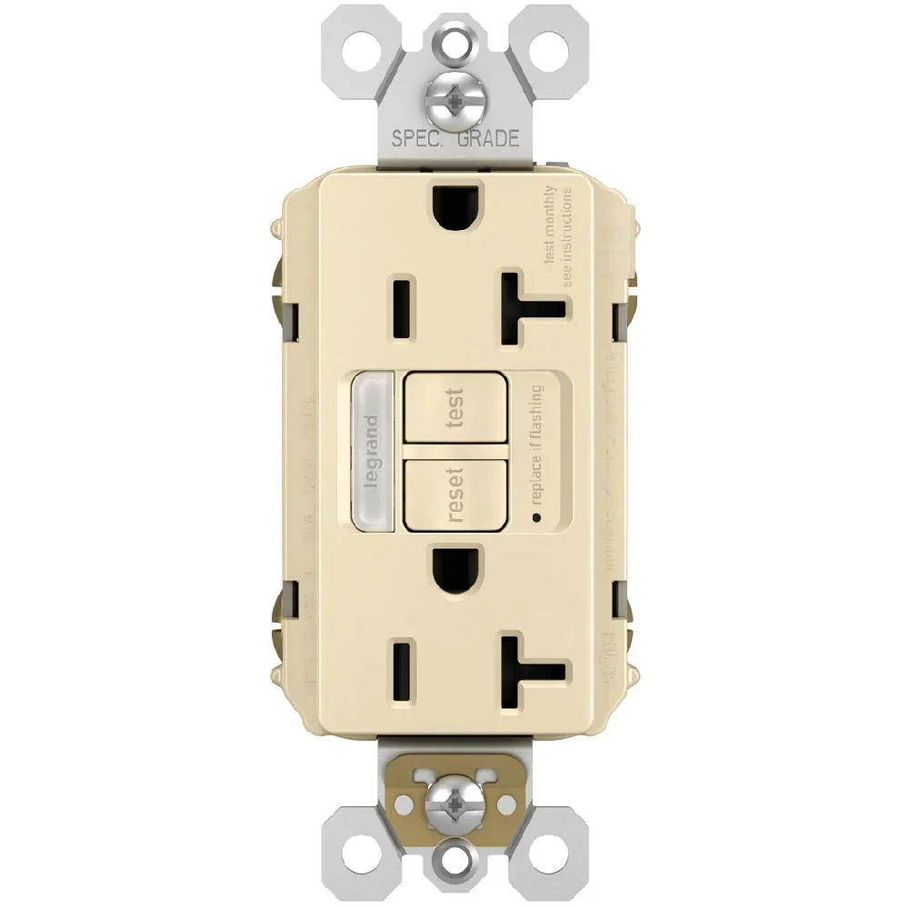 radiant Tamper-Resistant 20A GFCI Receptacle with Night Light, Ivory - Bees Lighting