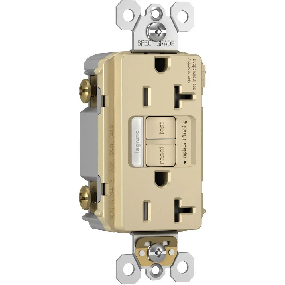 radiant Tamper-Resistant 20A GFCI Receptacle with Night Light, Ivory - Bees Lighting