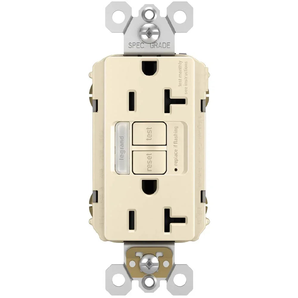 radiant Tamper-Resistant 20A GFCI Receptacle with Night Light, Light Almond - Bees Lighting