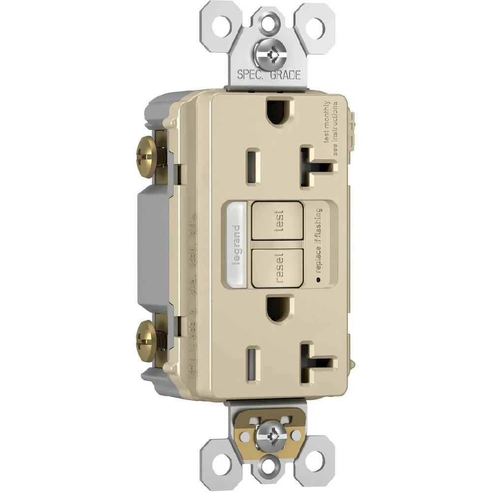 radiant Tamper-Resistant 20A GFCI Receptacle with Night Light, Light Almond - Bees Lighting