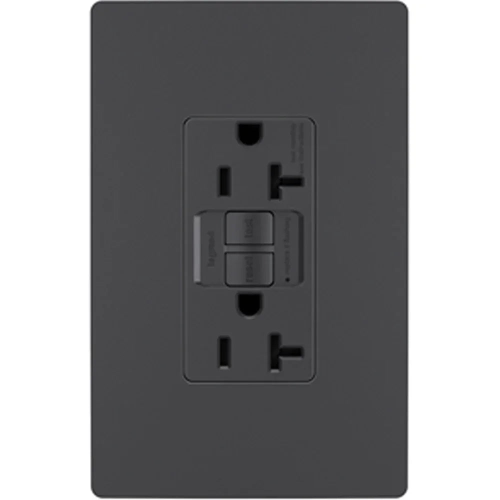 radiant Tamper-Resistant 20A Duplex Self-Test GFCI Receptacle, Graphite - Bees Lighting