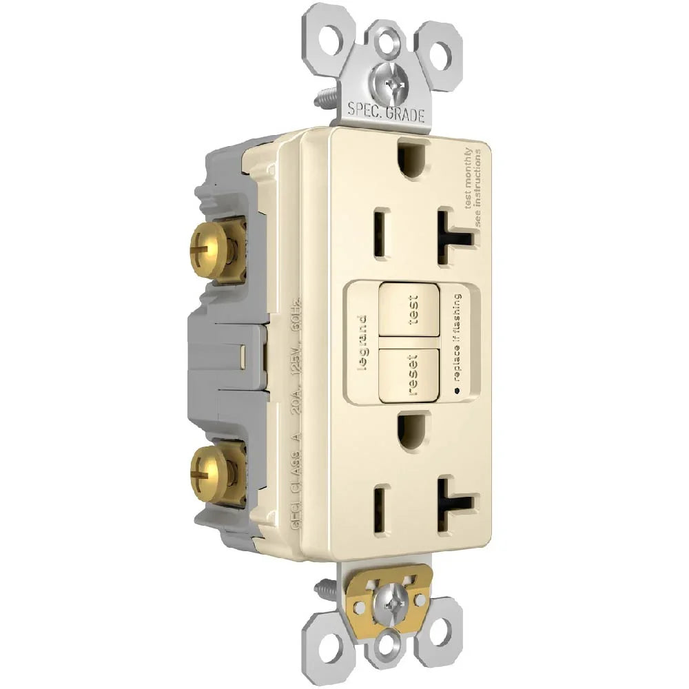 radiant Tamper-Resistant 20A Duplex Self-Test GFCI Receptacle, Light Almond - Bees Lighting