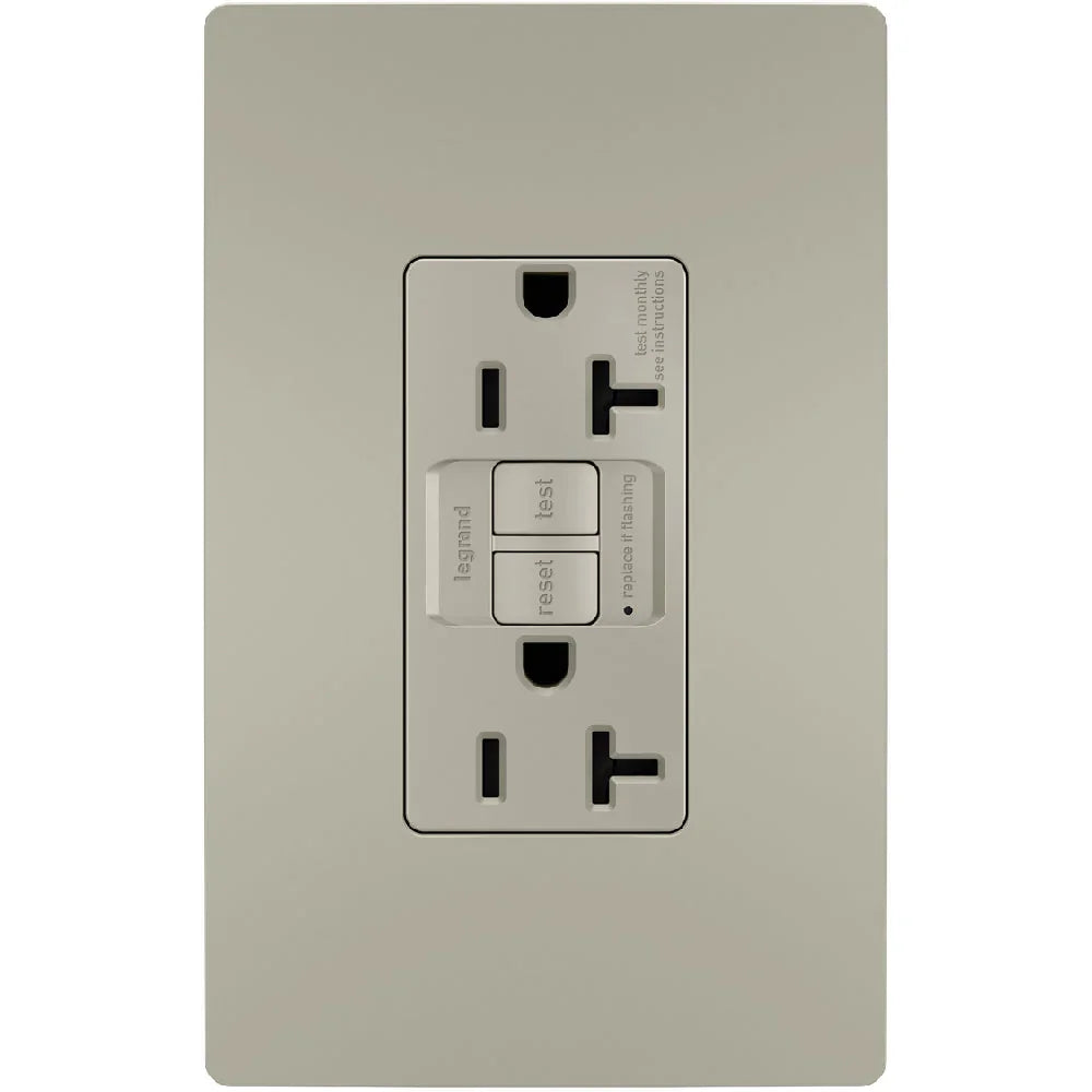 radiant Tamper-Resistant 20A Duplex Self-Test GFCI Receptacle, Nickel - Bees Lighting