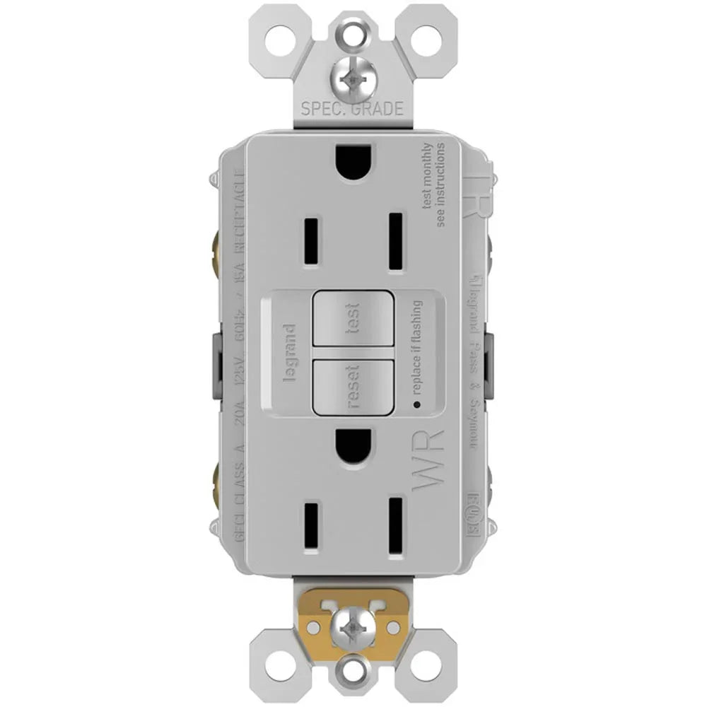 radiant Tamper-Resistant Weather-Resistant 20A Self-Test GFCI Receptacle, Gray - Bees Lighting