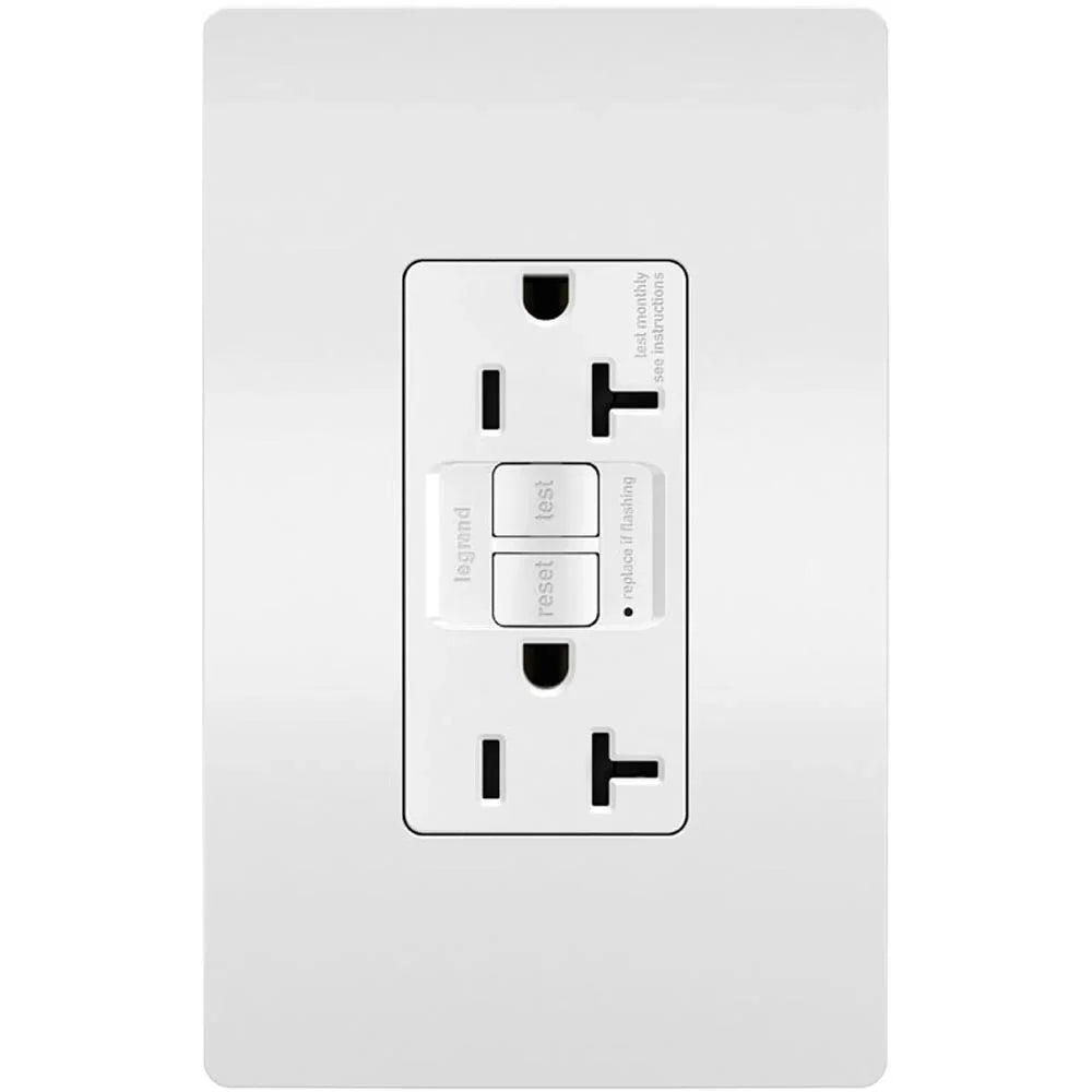 radiant Tamper-Resistant 20A Duplex Self-Test GFCI Receptacle, White - Bees Lighting