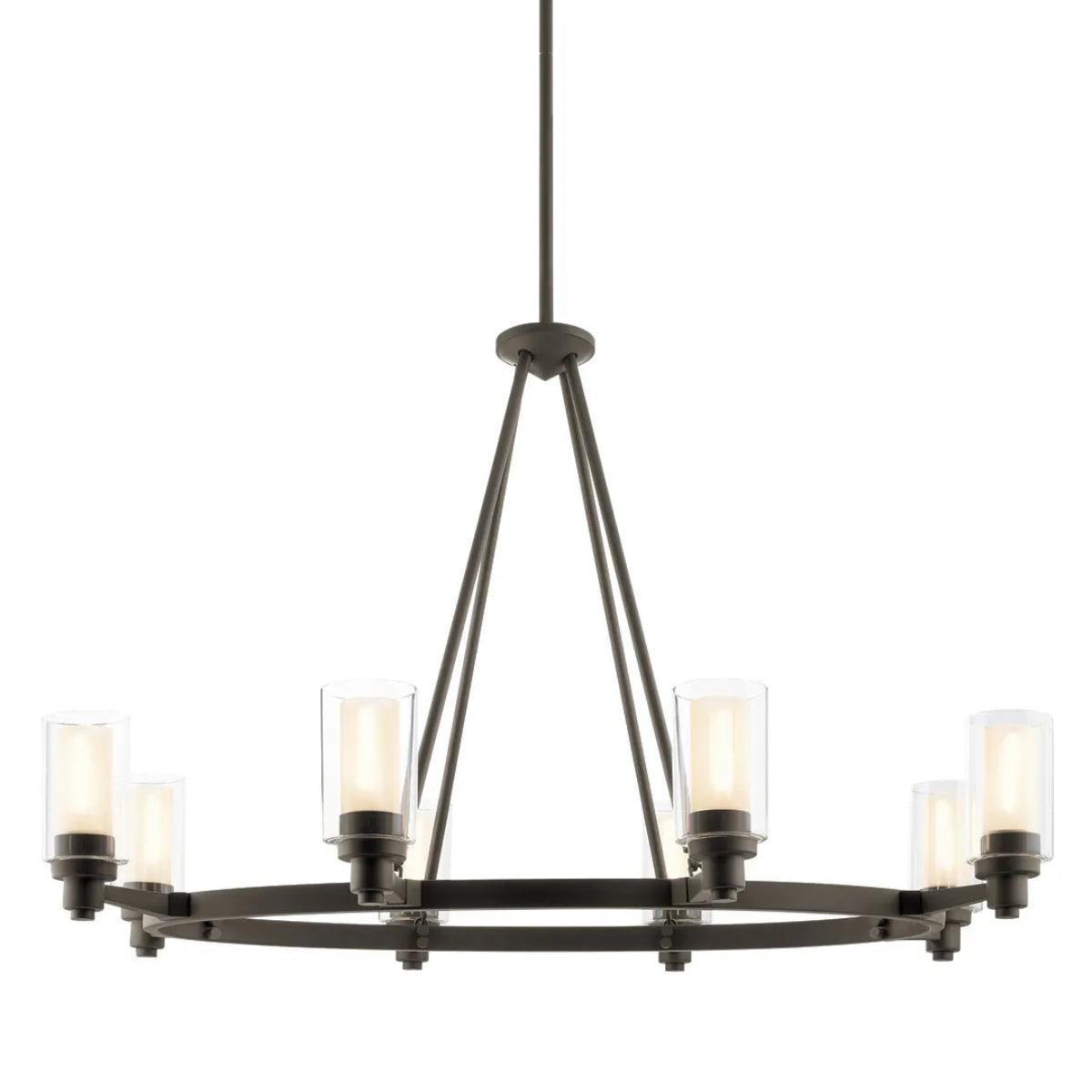 Circolo 37" 8-Light Chandelier 1-Tier with Clear Glass, Olde Bronze Finish - Bees Lighting