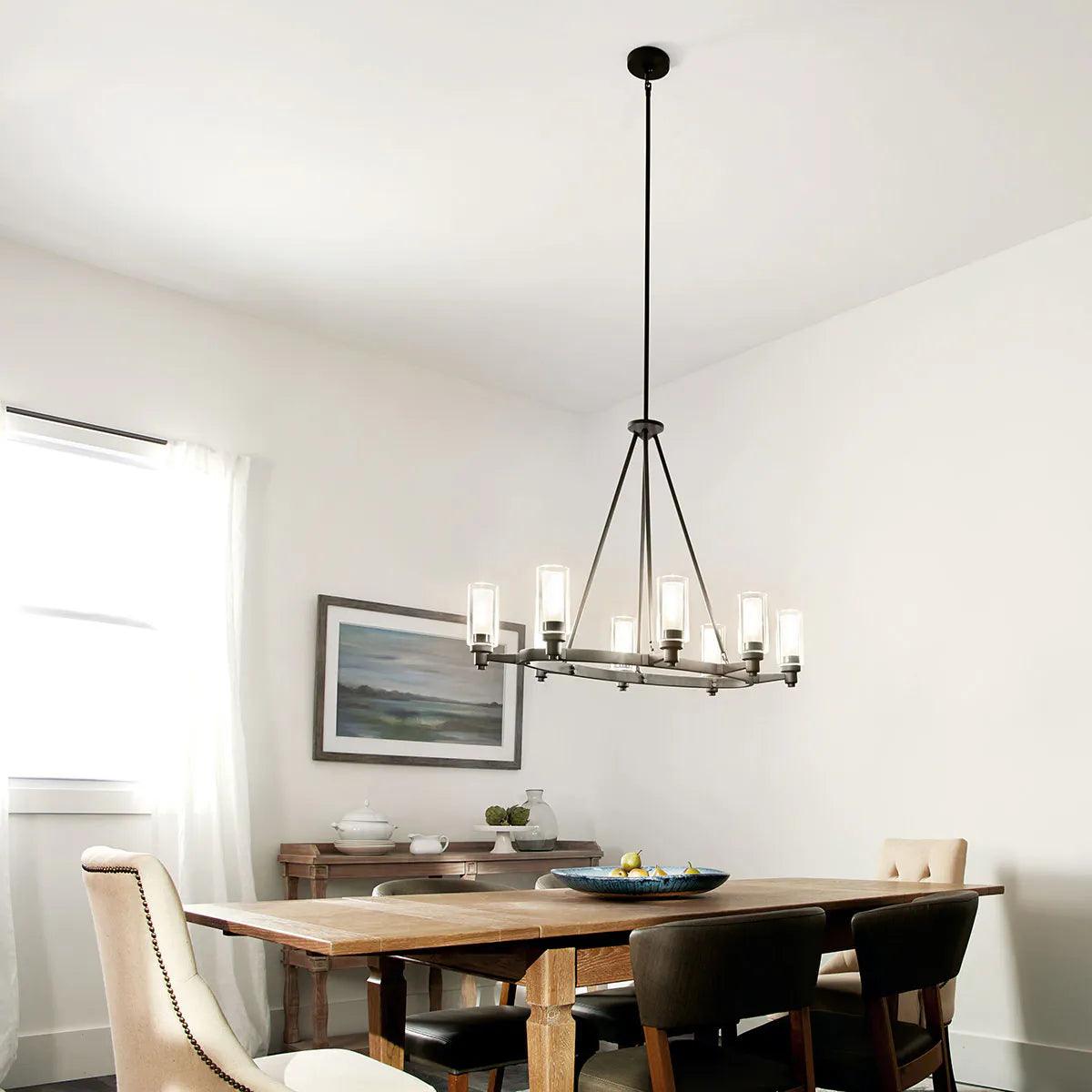 Circolo 37" 8-Light Chandelier 1-Tier with Clear Glass, Olde Bronze Finish - Bees Lighting
