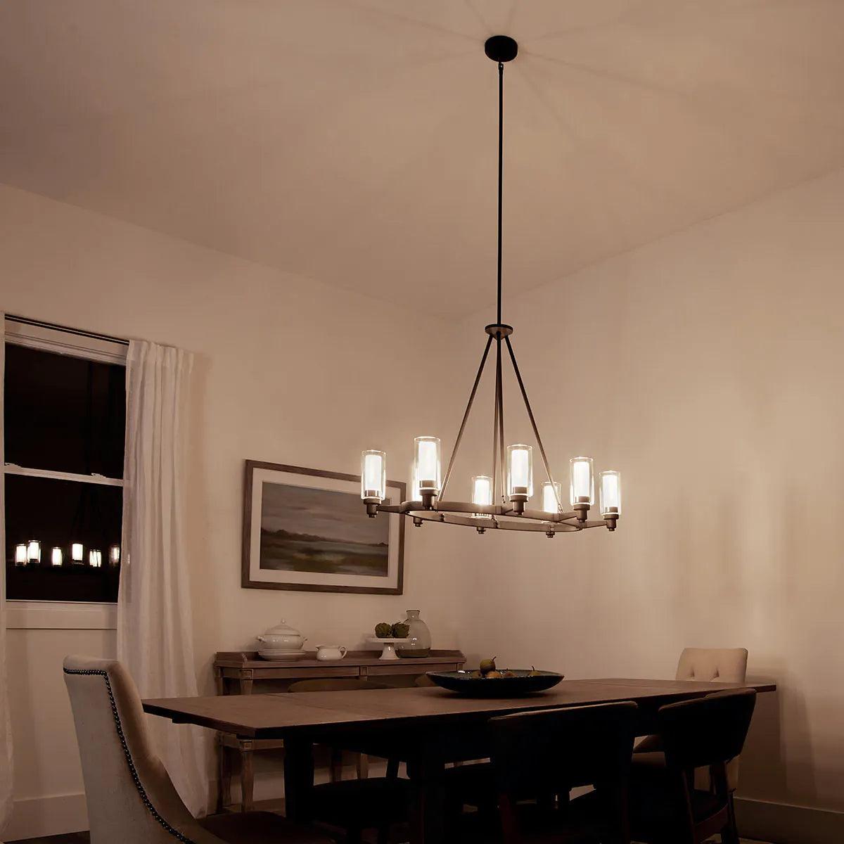 Circolo 37" 8-Light Chandelier 1-Tier with Clear Glass, Olde Bronze Finish - Bees Lighting