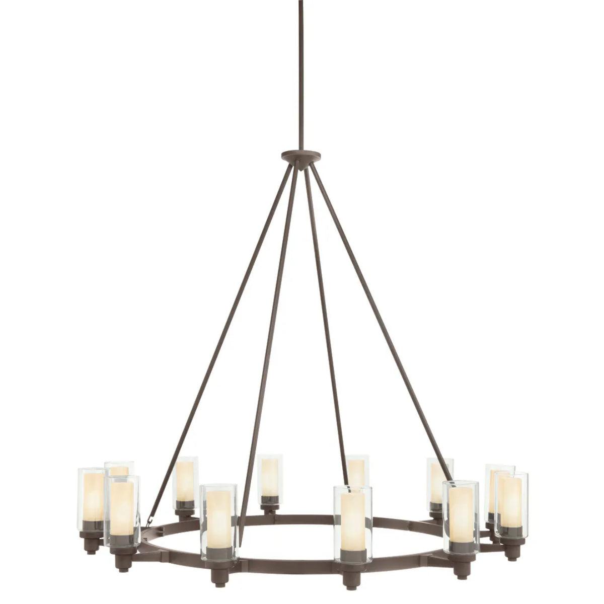 Circolo 45" 12-Light Chandelier 1-Tier with Clear Glass, Olde Bronze Finish - Bees Lighting