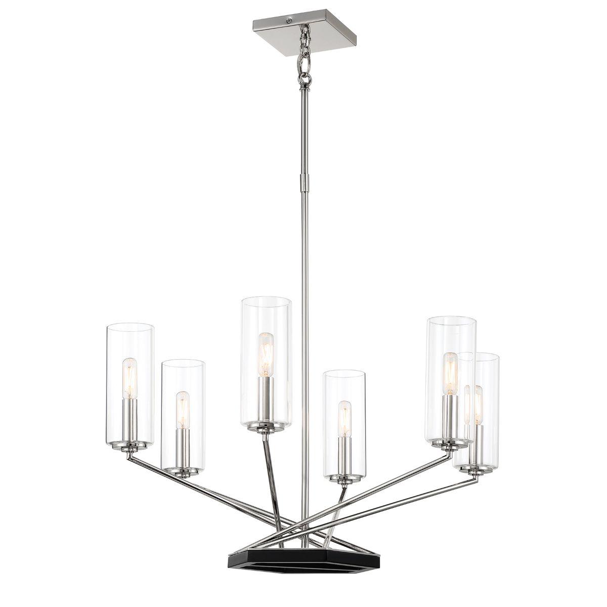 Highland Crossing 27 in. 6 Lights Chandelier Polished Nickel finish - Bees Lighting
