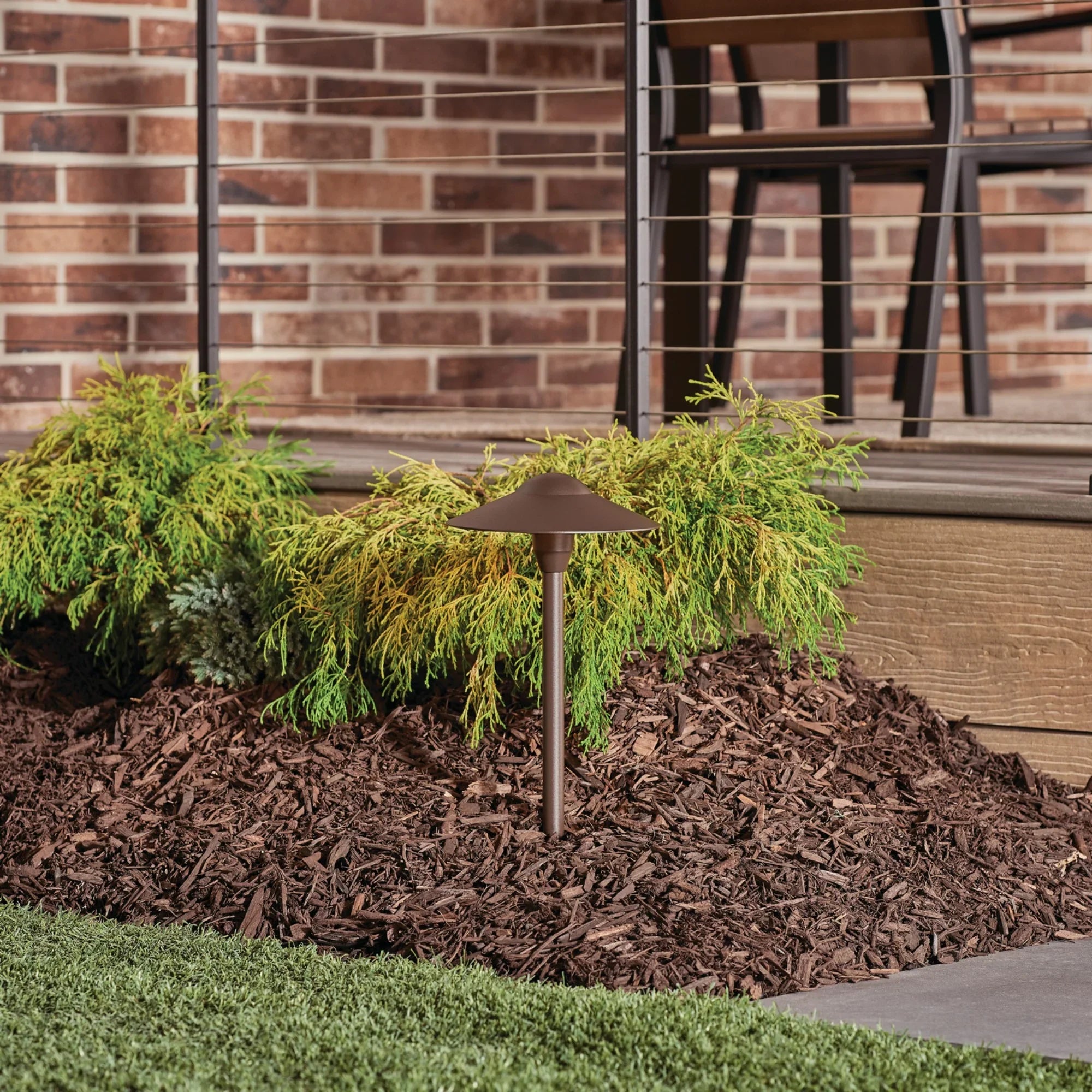 Dome Short Stem 8" Path Light, Textured Architectural Bronze - Bees Lighting