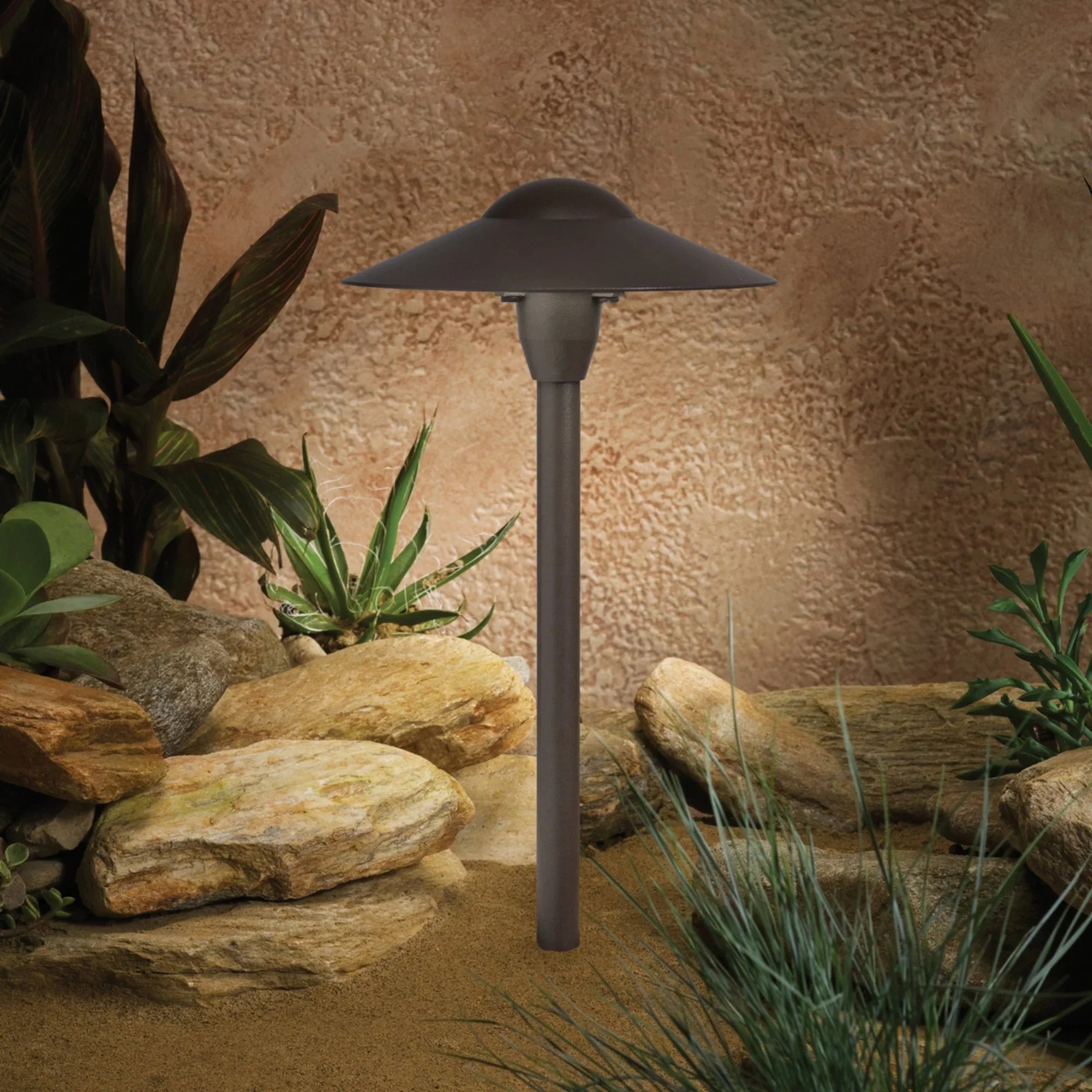 Dome Short Stem 8" Path Light, Textured Architectural Bronze - Bees Lighting