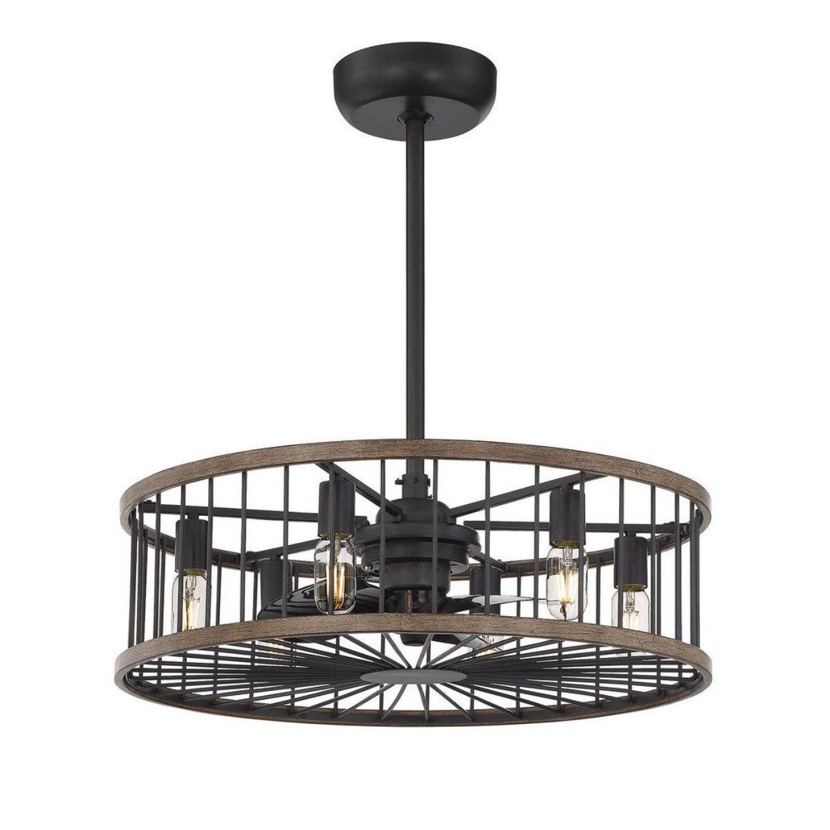 Kona 26 Inch Chandelier Outdoor Ceiling Fan With Light And Remote, Sapele Finish - Bees Lighting