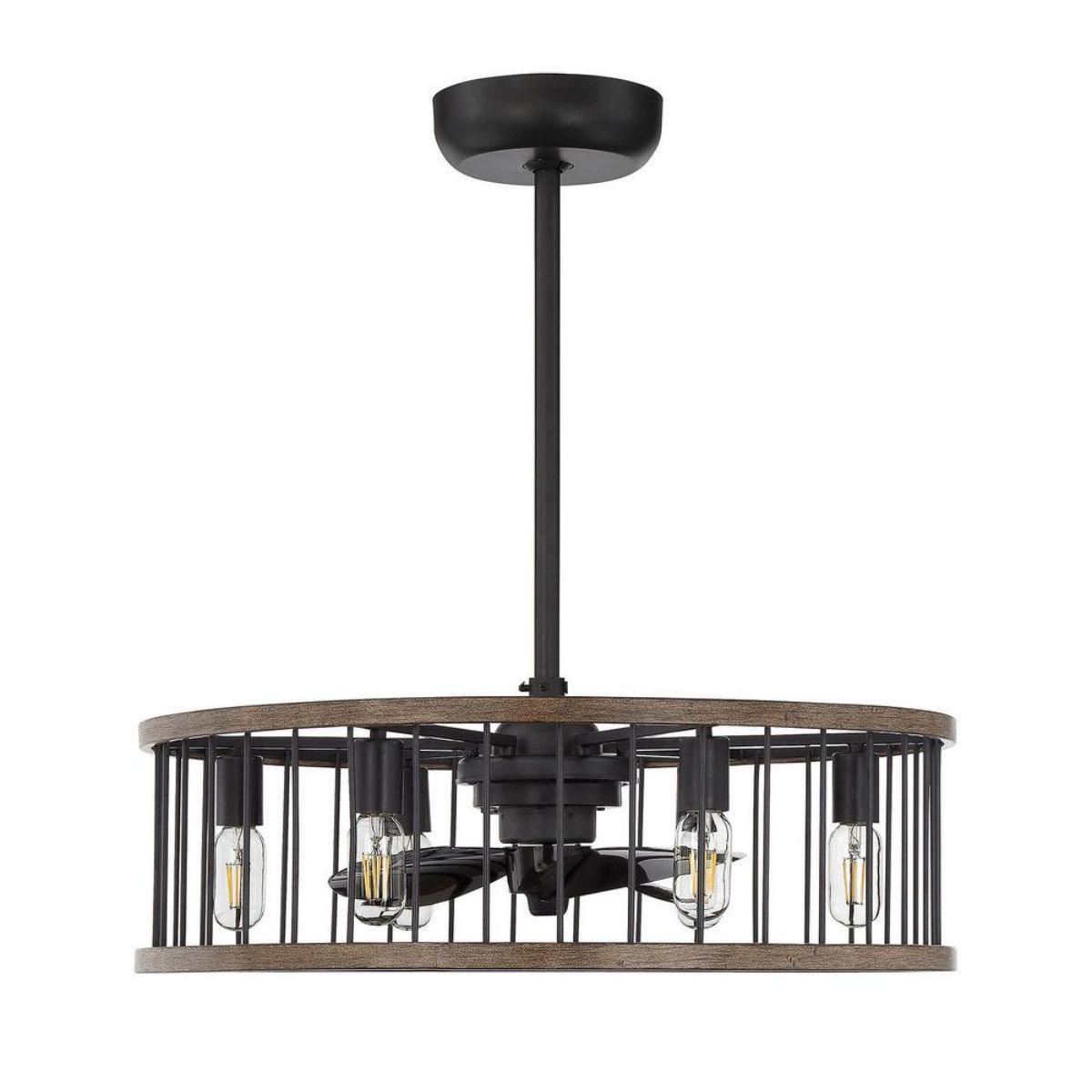 Kona 26 Inch Chandelier Outdoor Ceiling Fan With Light And Remote, Sapele Finish - Bees Lighting
