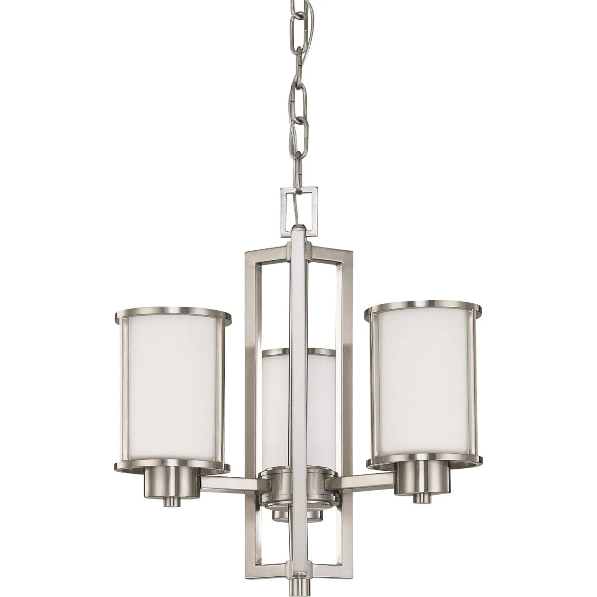 Odeon 19" 3-Light Chandelier, Brushed Nickel Finish - Bees Lighting