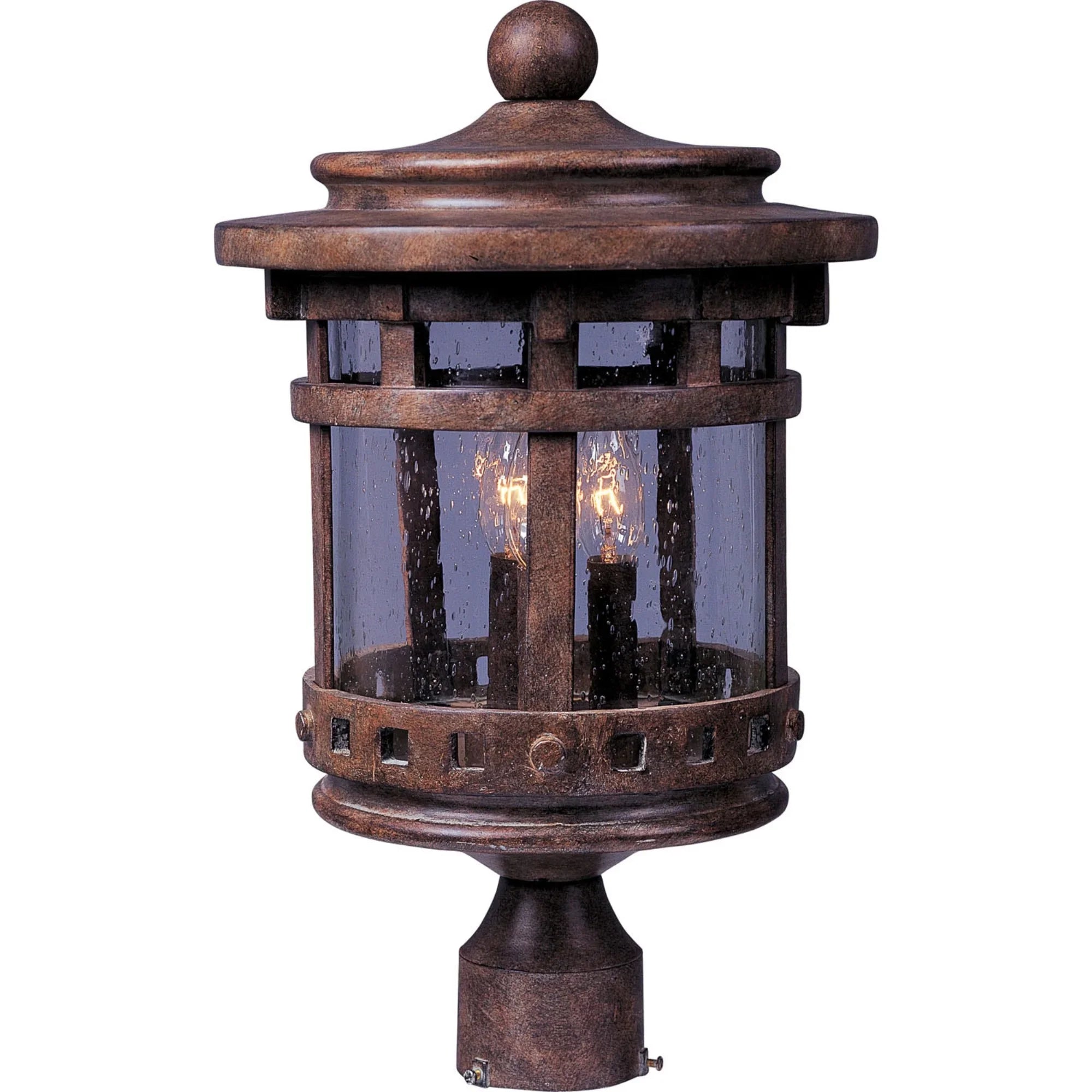 Santa Barbara VX 16" 3-Light Outdoor Pole/Post Lantern, Sienna Finish - Bees Lighting