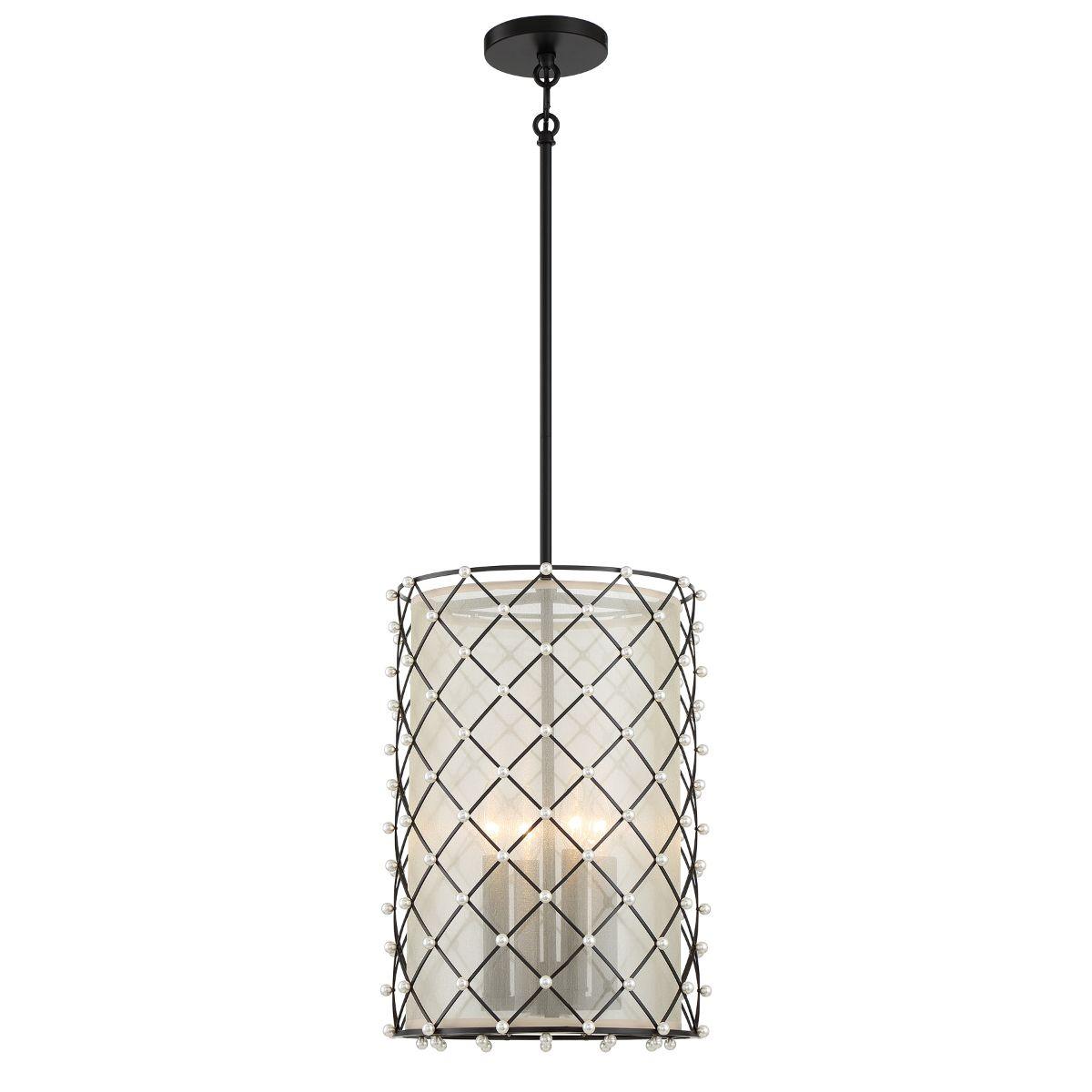 Sheer Elegance 13 In. 4 Lights Pendant Light Black Finish - Bees Lighting