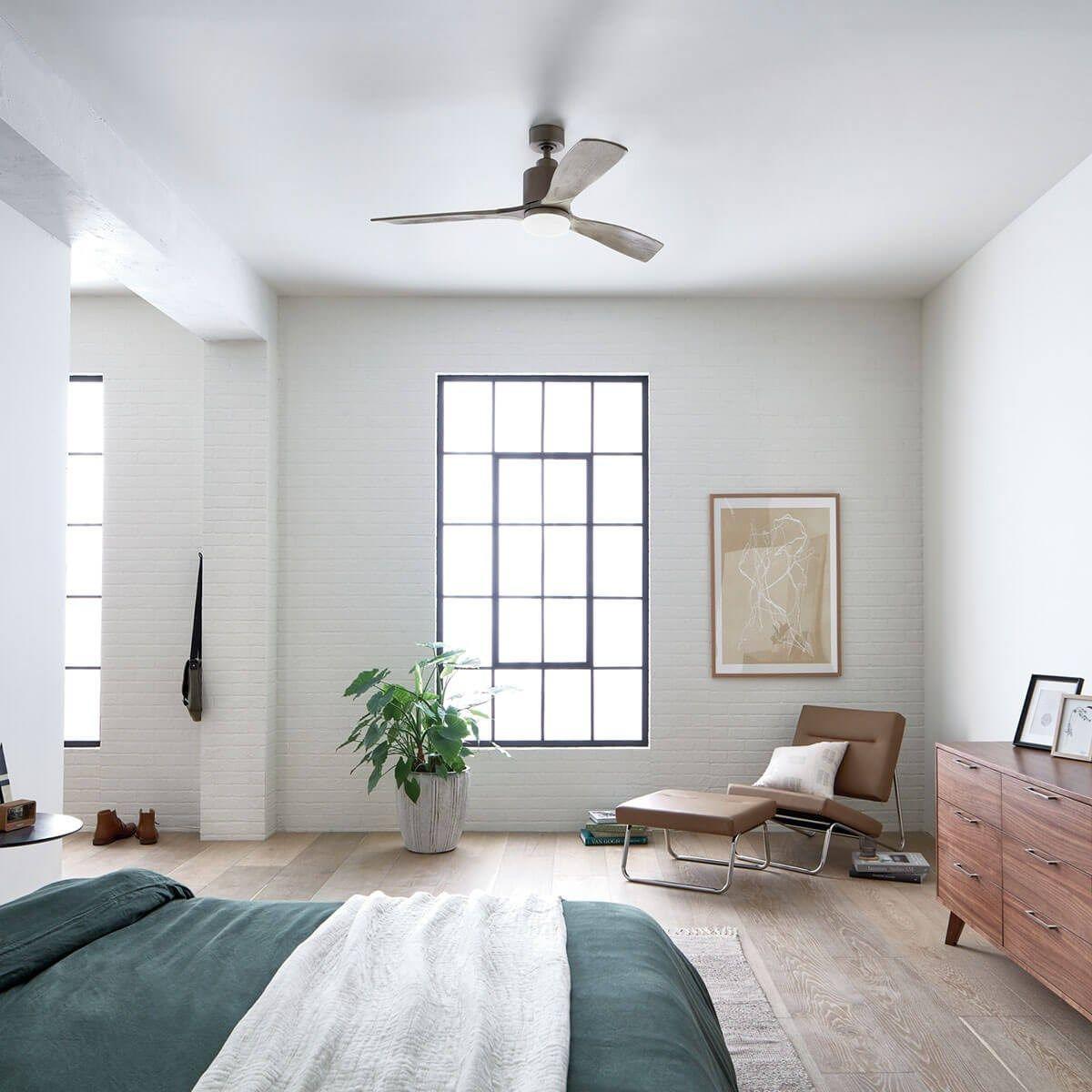 Ridley II 52 Inch Antique Pewter Indoor LED Ceiling Fan with Wall Control - Bees Lighting