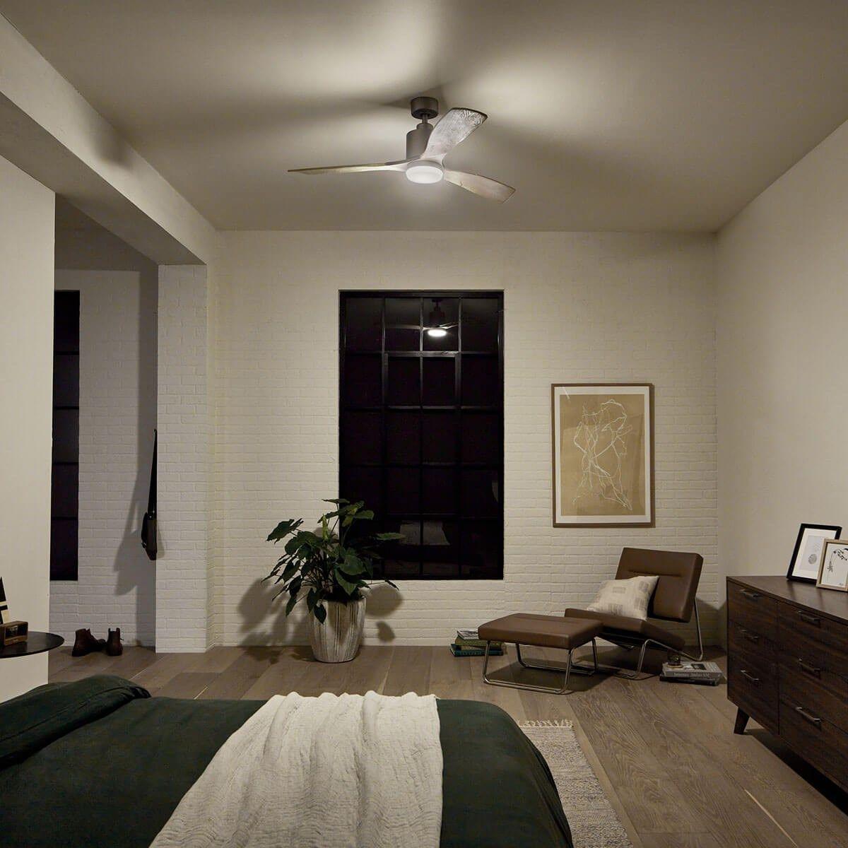 Ridley II 52 Inch Antique Pewter Indoor LED Ceiling Fan with Wall Control - Bees Lighting