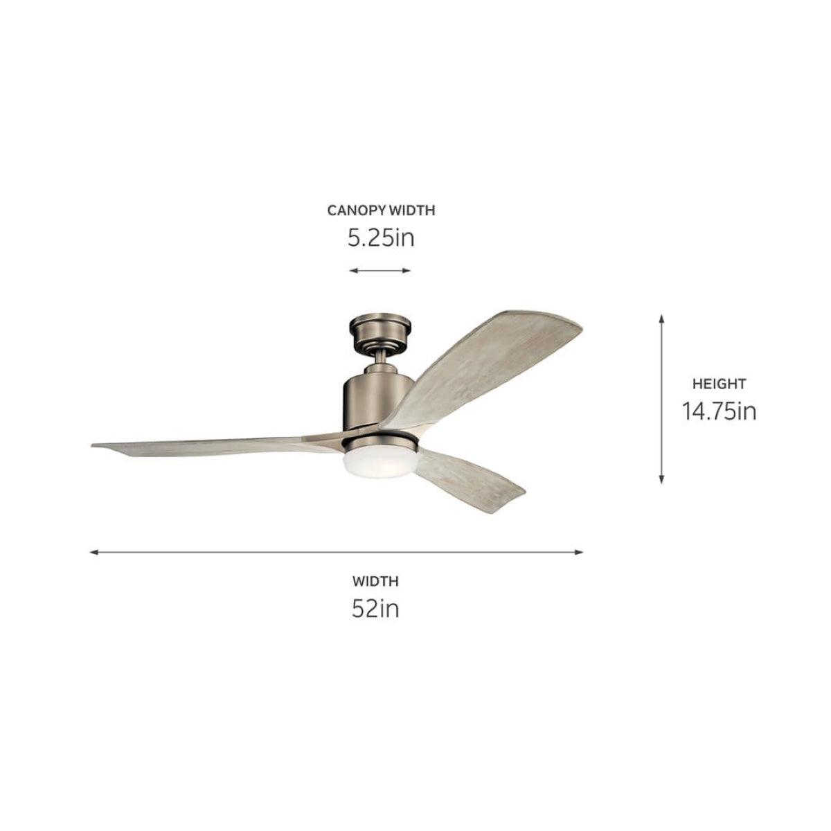 Ridley II 52 Inch Antique Pewter Indoor LED Ceiling Fan with Wall Control - Bees Lighting