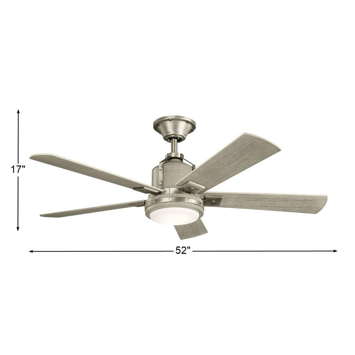 Colerne 52 Inch Brushed Nickel LED Ceiling Fan with Wall Control Included - Bees Lighting
