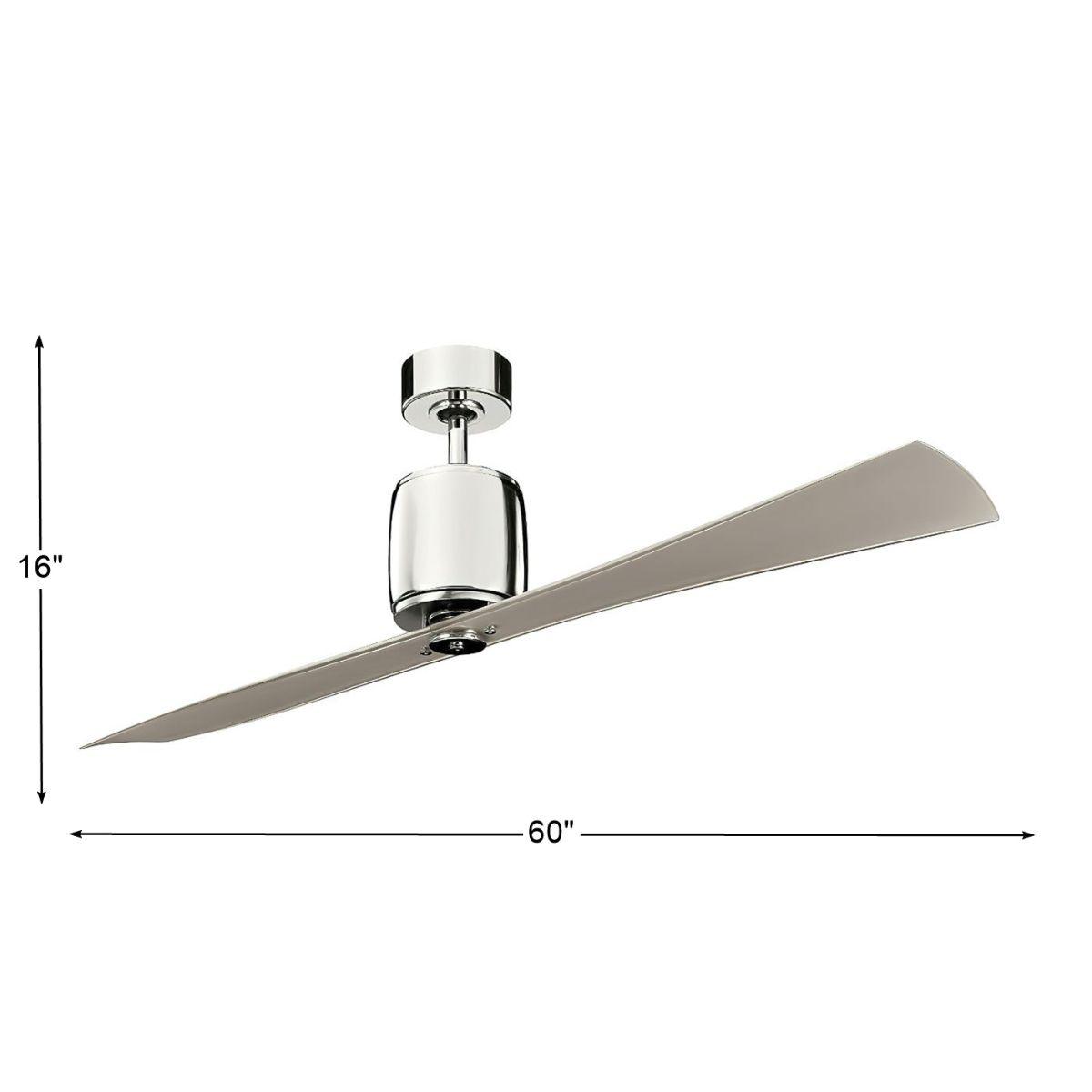 Ferron 60 Inch Polished Nickel Indoor 2-Blade Ceiling Fan with Remote - Bees Lighting