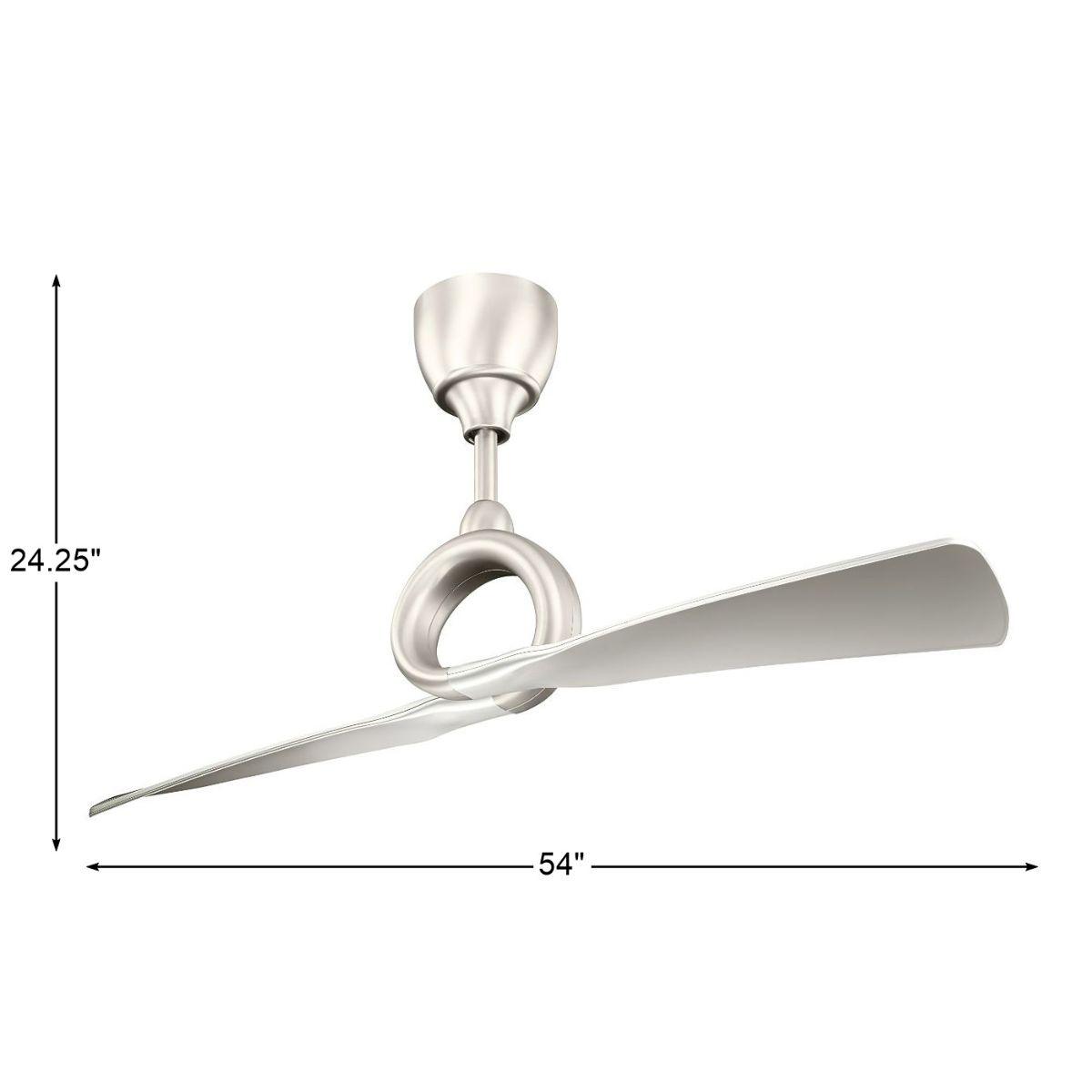 Link 54 Inch Brushed Nickel 2-Blade Ceiling Fan with Remote - Bees Lighting