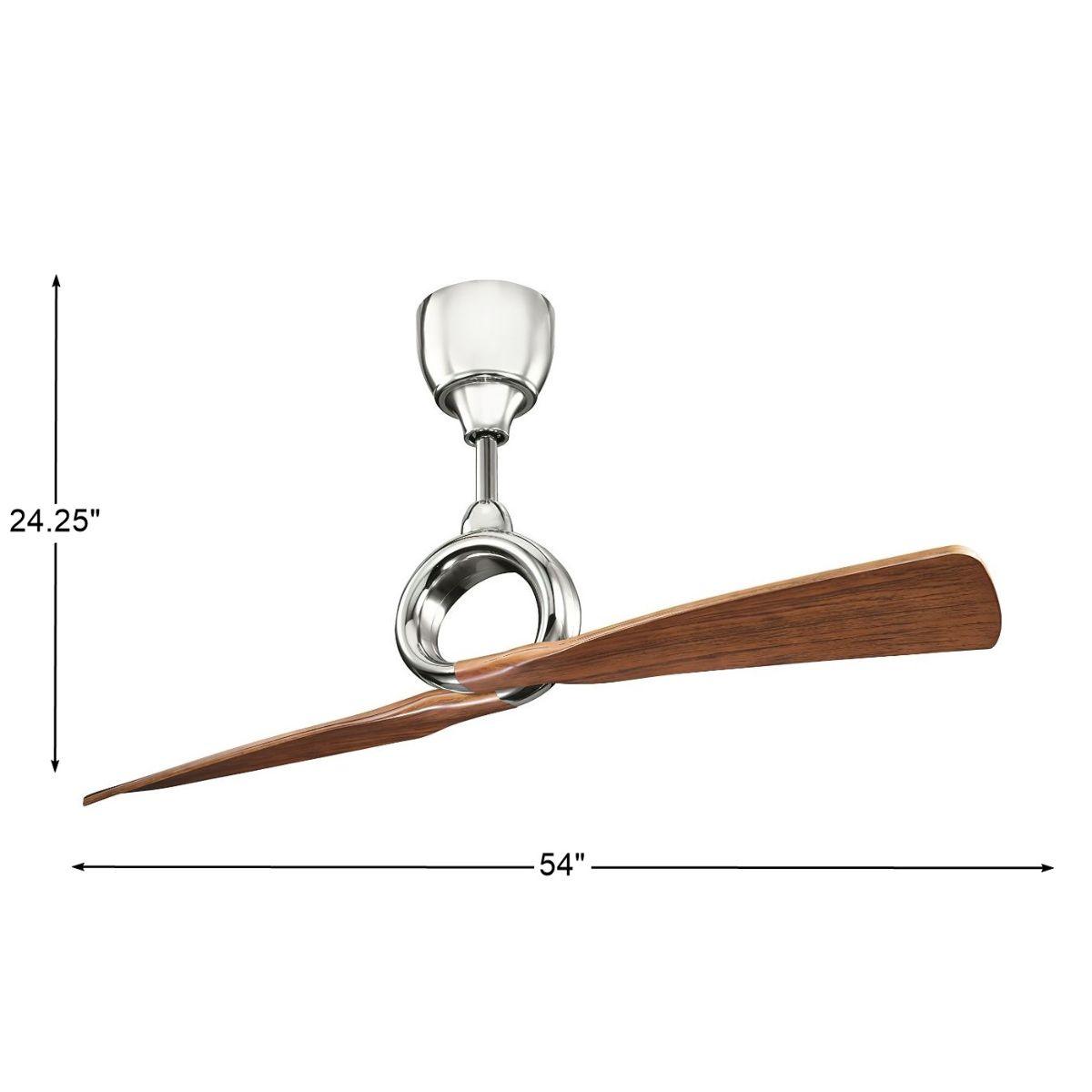 Link 54 Inch Polished Nickel 2-Blade Ceiling Fan with Remote - Bees Lighting