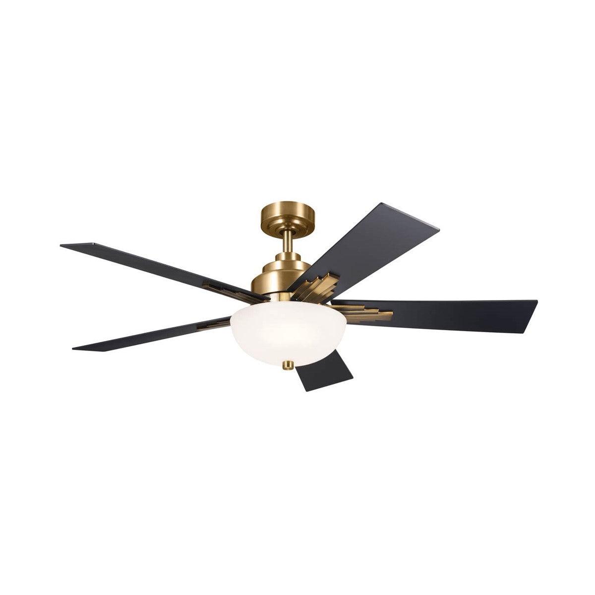 Vinea 52 Inch Brushed Natural Brass LED Retro Ceiling Fan with Remote - Bees Lighting