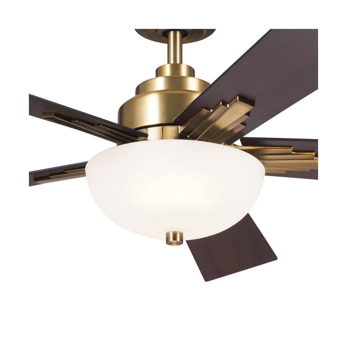 Vinea 52 Inch Brushed Natural Brass LED Retro Ceiling Fan with Remote - Bees Lighting