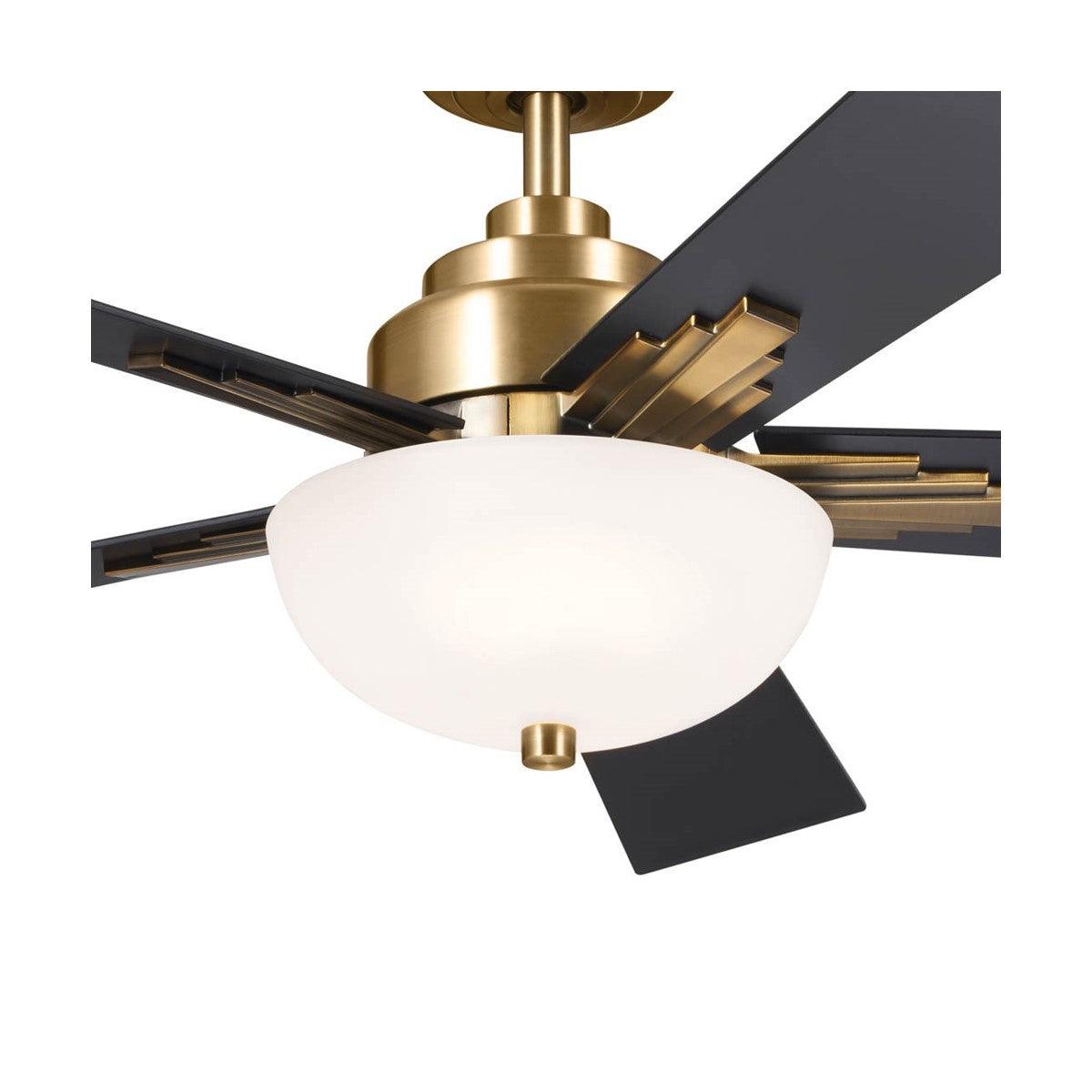 Vinea 52 Inch Brushed Natural Brass LED Retro Ceiling Fan with Remote - Bees Lighting