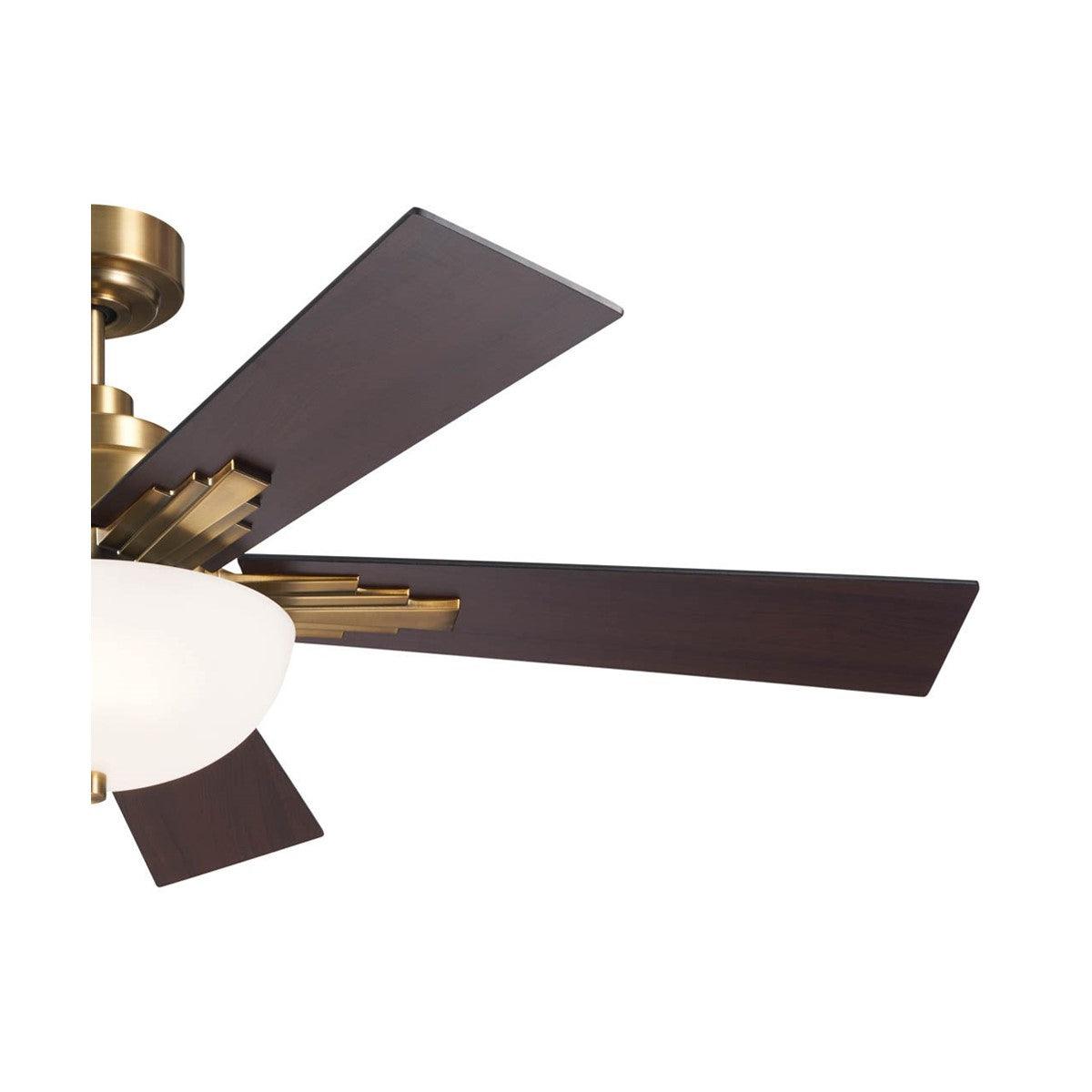 Vinea 52 Inch Brushed Natural Brass LED Retro Ceiling Fan with Remote - Bees Lighting