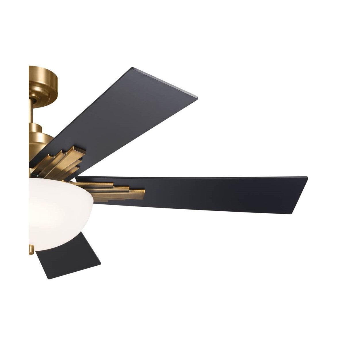 Vinea 52 Inch Brushed Natural Brass LED Retro Ceiling Fan with Remote - Bees Lighting