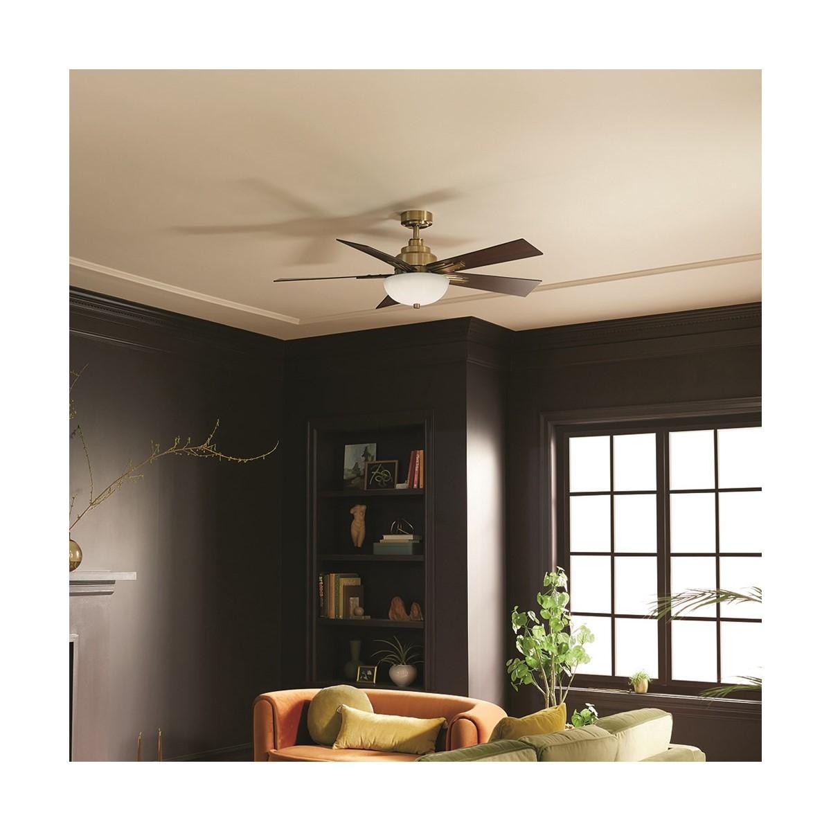 Vinea 52 Inch Brushed Natural Brass LED Retro Ceiling Fan with Remote - Bees Lighting