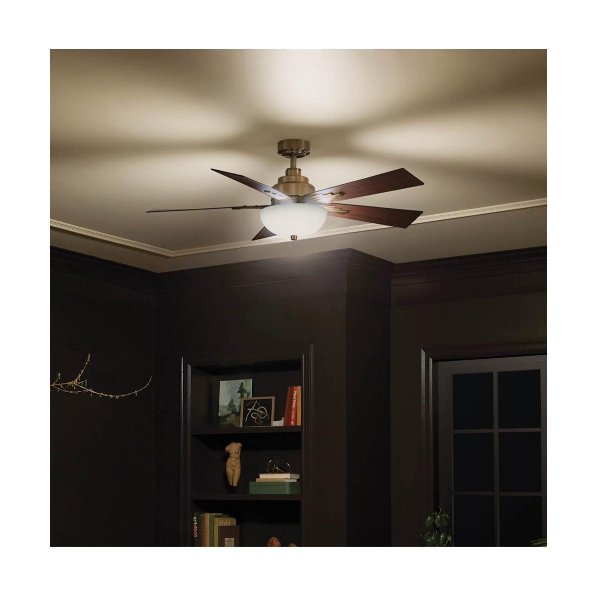 Vinea 52 Inch Brushed Natural Brass LED Retro Ceiling Fan with Remote - Bees Lighting