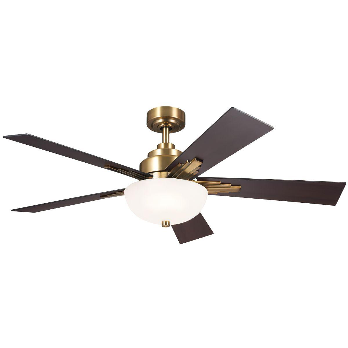 Vinea 52 Inch Brushed Natural Brass LED Retro Ceiling Fan with Remote - Bees Lighting