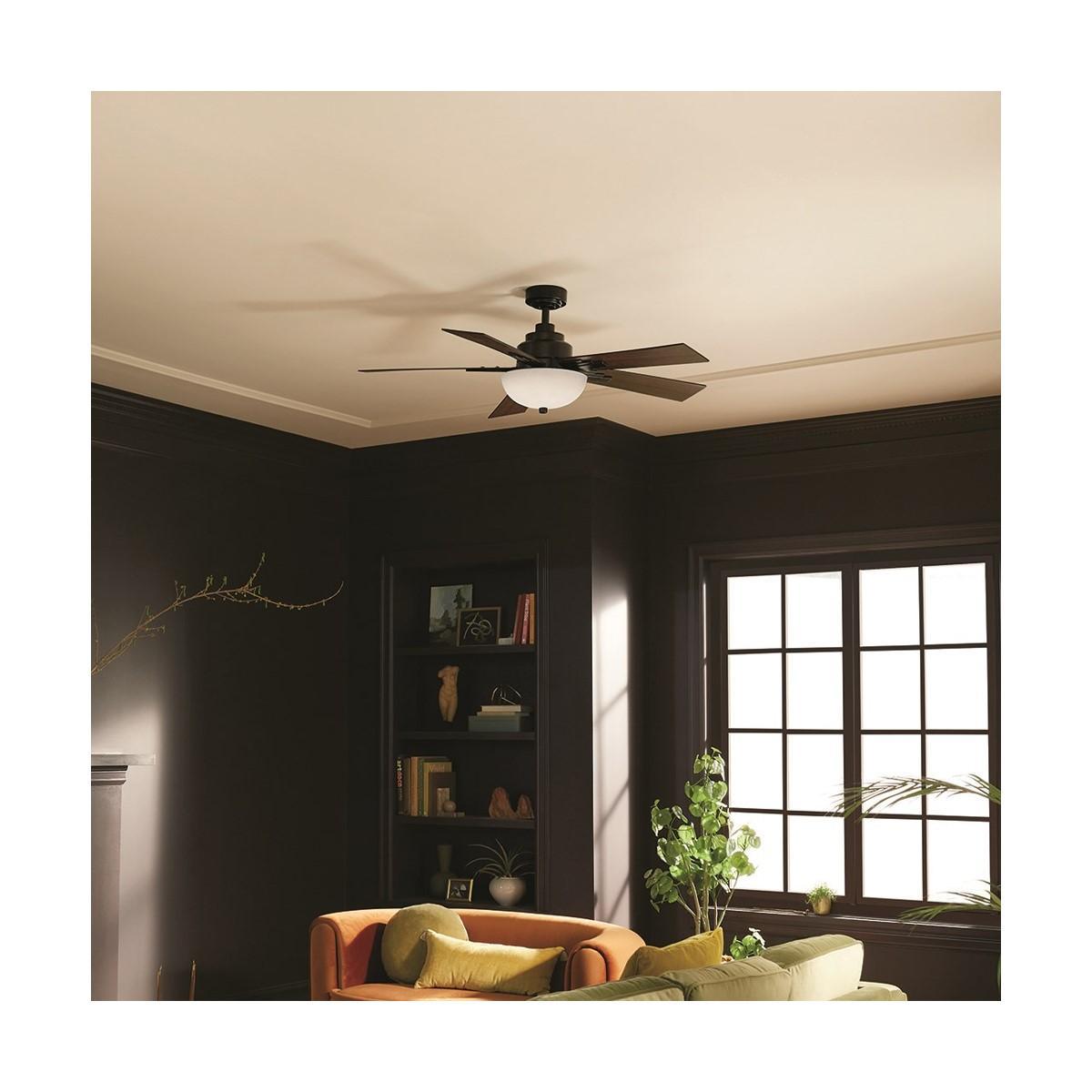 Vinea 52 Inch Satin Black LED Retro Ceiling Fan with Remote - Bees Lighting