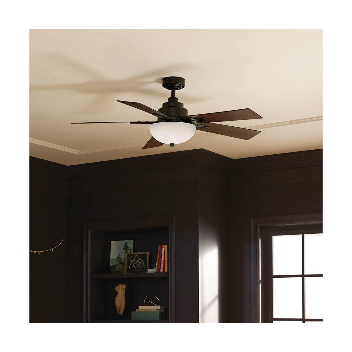 Vinea 52 Inch Satin Black LED Retro Ceiling Fan with Remote - Bees Lighting