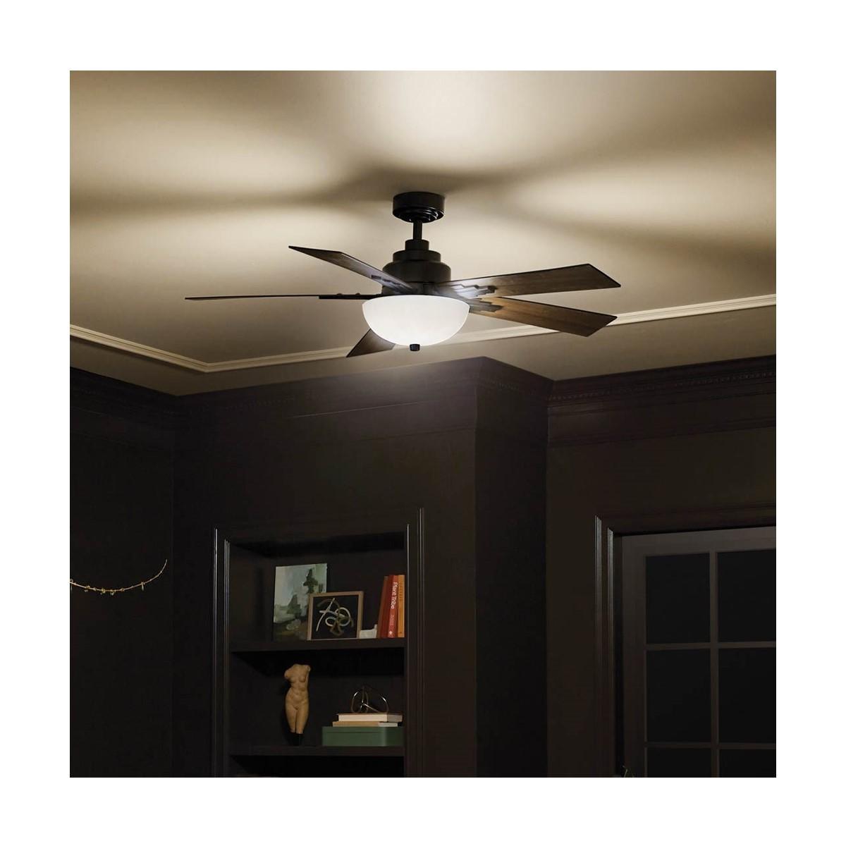 Vinea 52 Inch Satin Black LED Retro Ceiling Fan with Remote - Bees Lighting