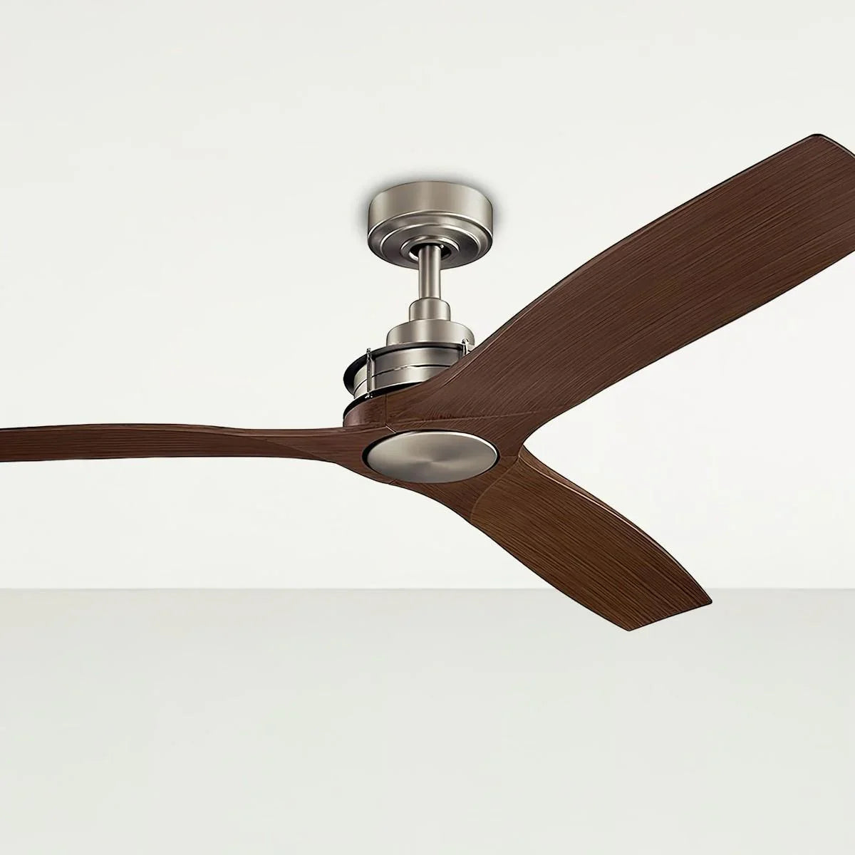 Ried 56 Inch Brushed Nickel Damp Rated Ceiling Fan with Wall Control - Bees Lighting
