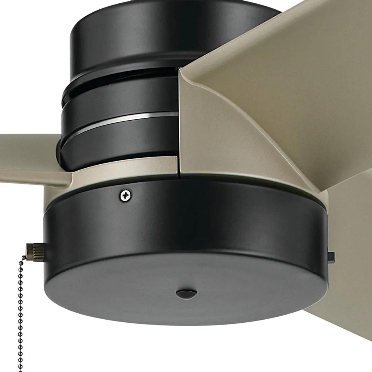 Spyn Lite 52 Inch Ceiling Fan with Pull Chain, Satin Black with Silver Gray Blades - Bees Lighting
