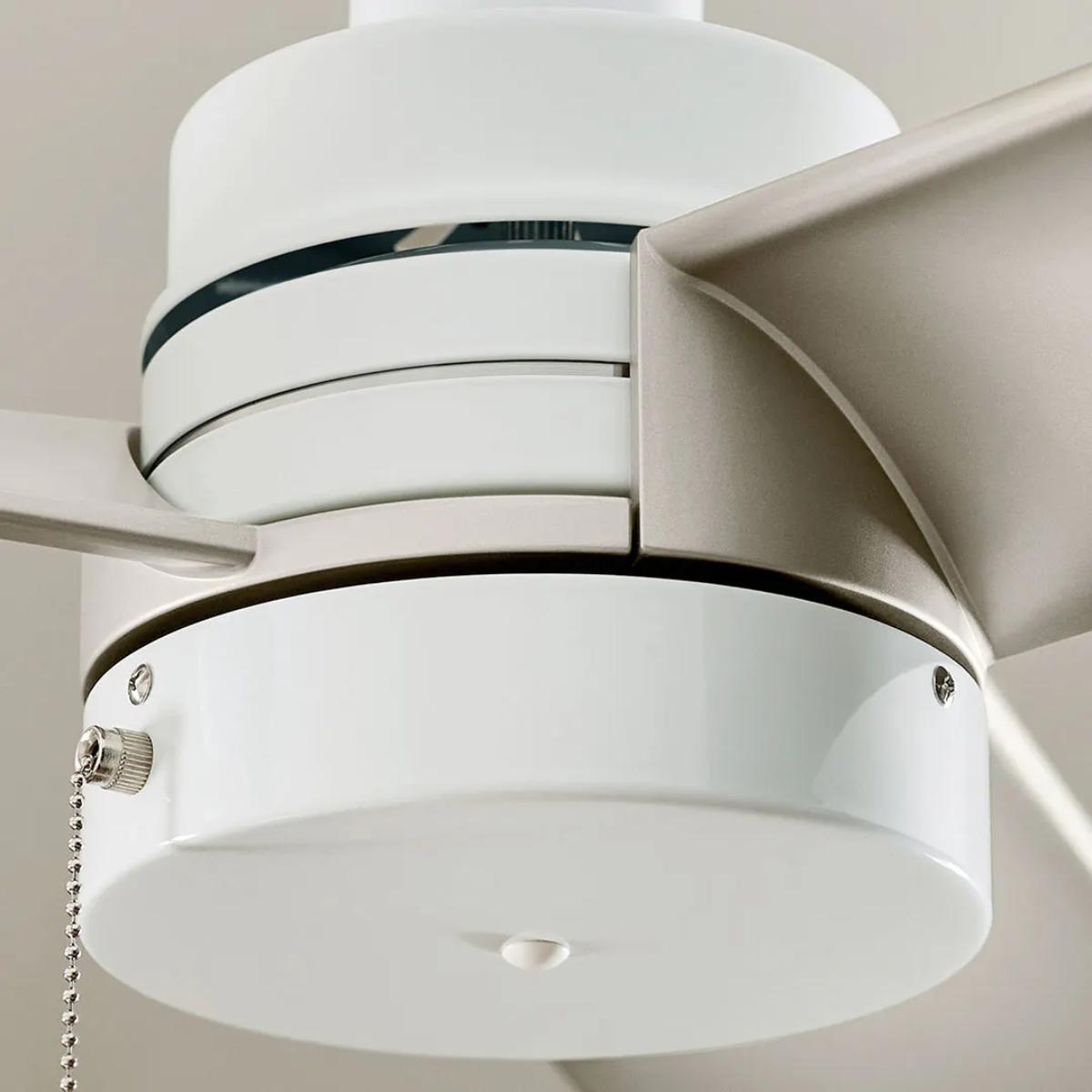 Spyn Lite 52 Inch Ceiling Fan with Pull Chain, White with Silver Blades - Bees Lighting