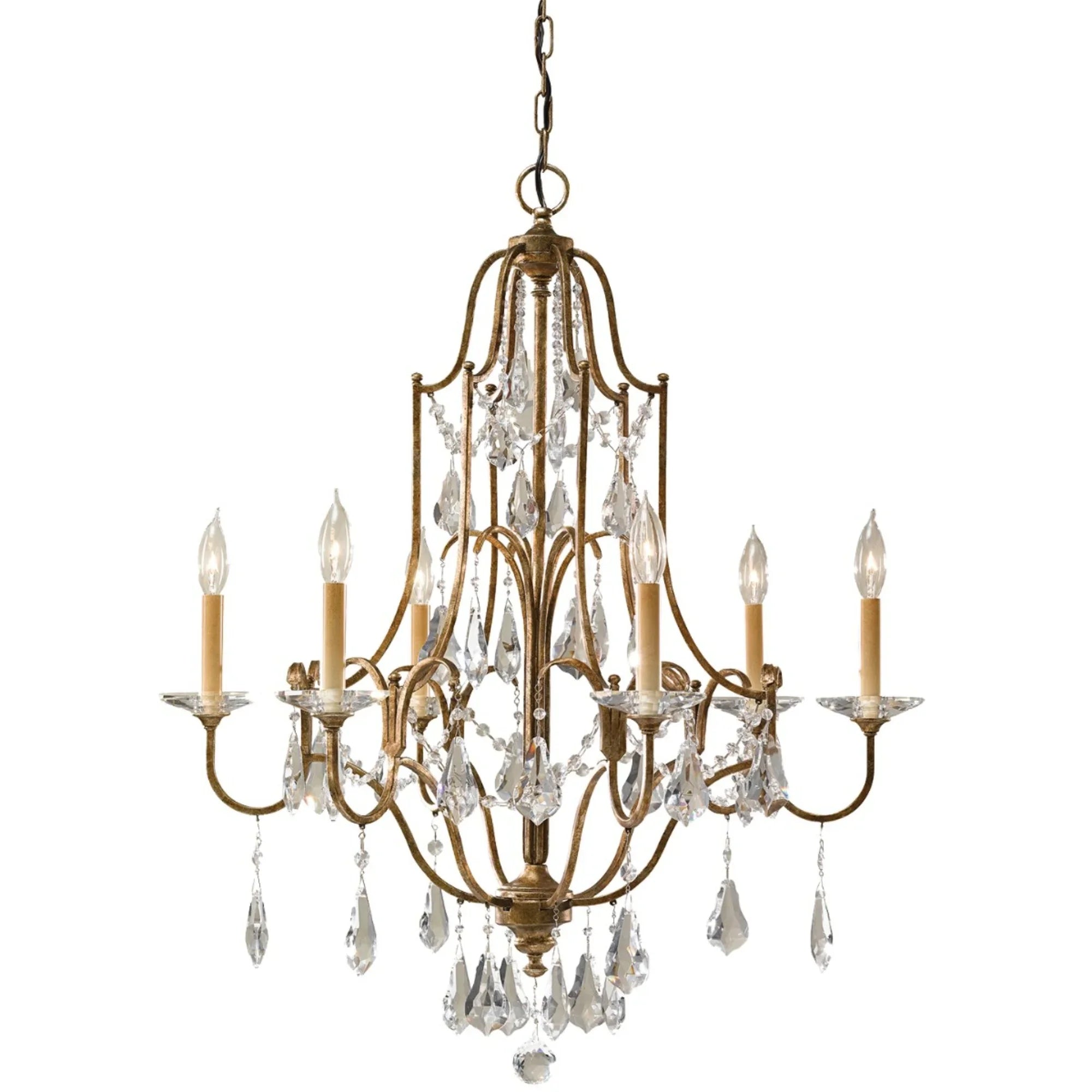 Valentina 29" 6-Light Crystal Chandelier, Oxidized Bronze Finish - Bees Lighting