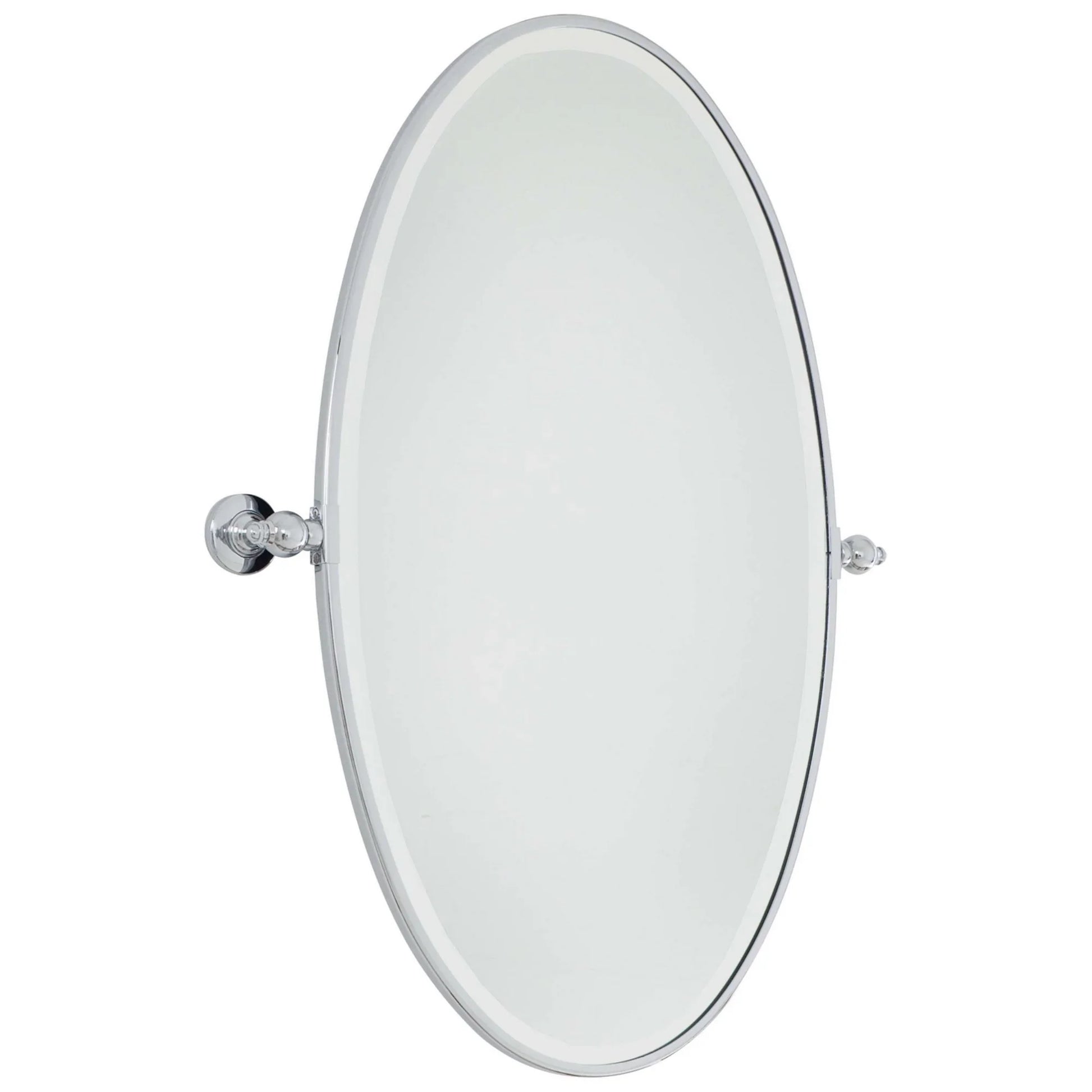 Pivoting Mirrors 35.75" x 27" Beveled XL Oval Mirror, Chrome Finish - Bees Lighting