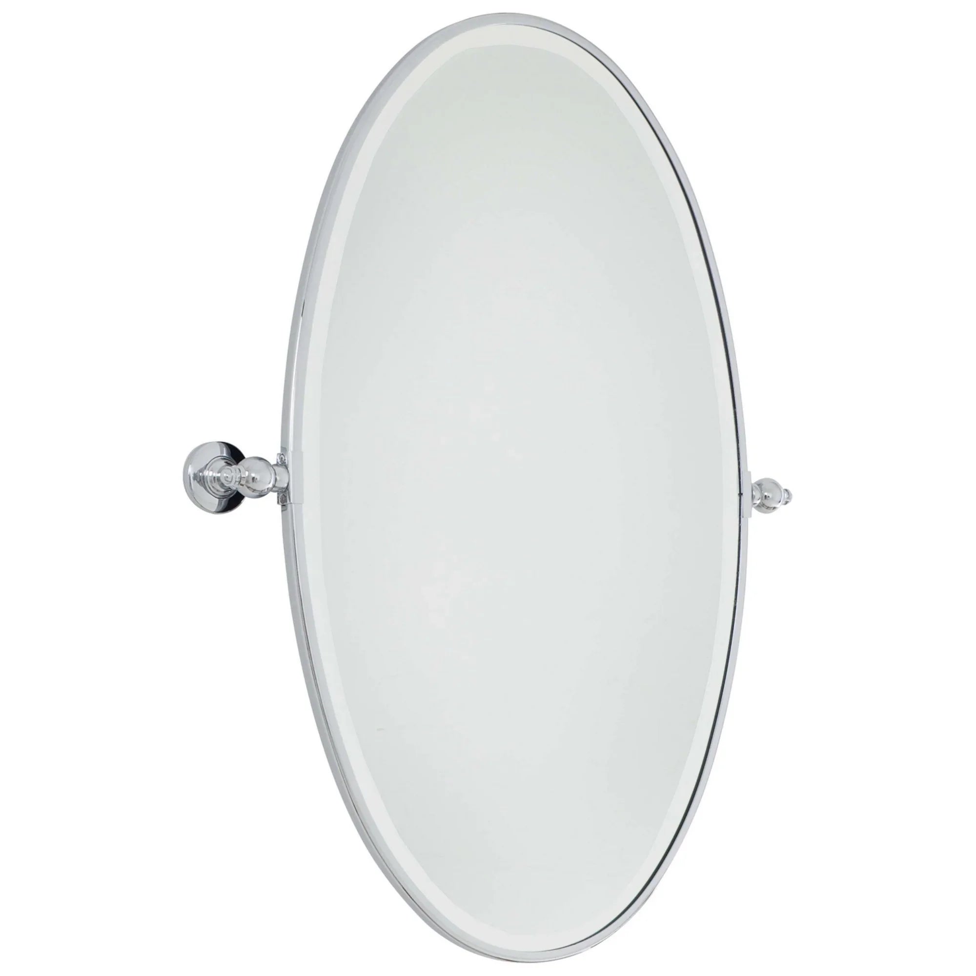 Pivoting Mirrors 35.75" x 27" Beveled XL Oval Mirror, Chrome Finish - Bees Lighting