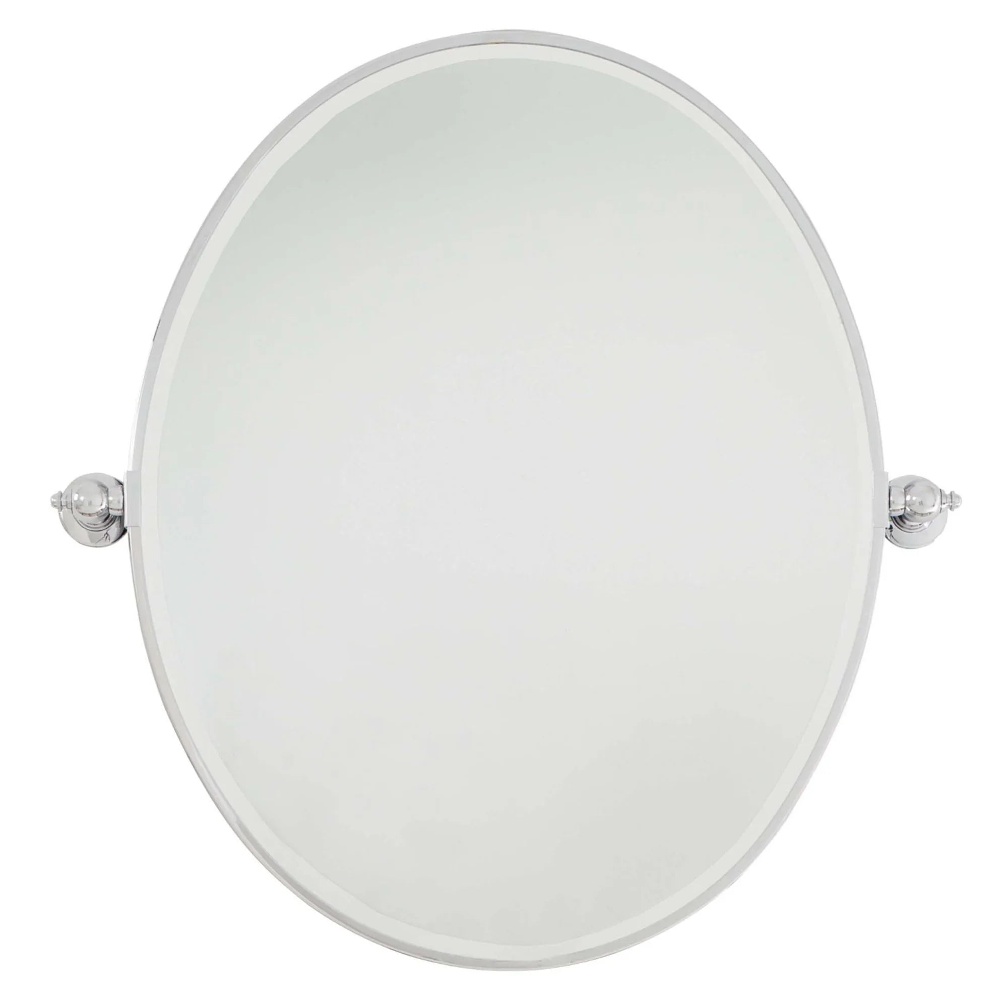 Pivoting Mirrors 31.5" x 31" Beveled Large Oval Mirror, Chrome Finish - Bees Lighting