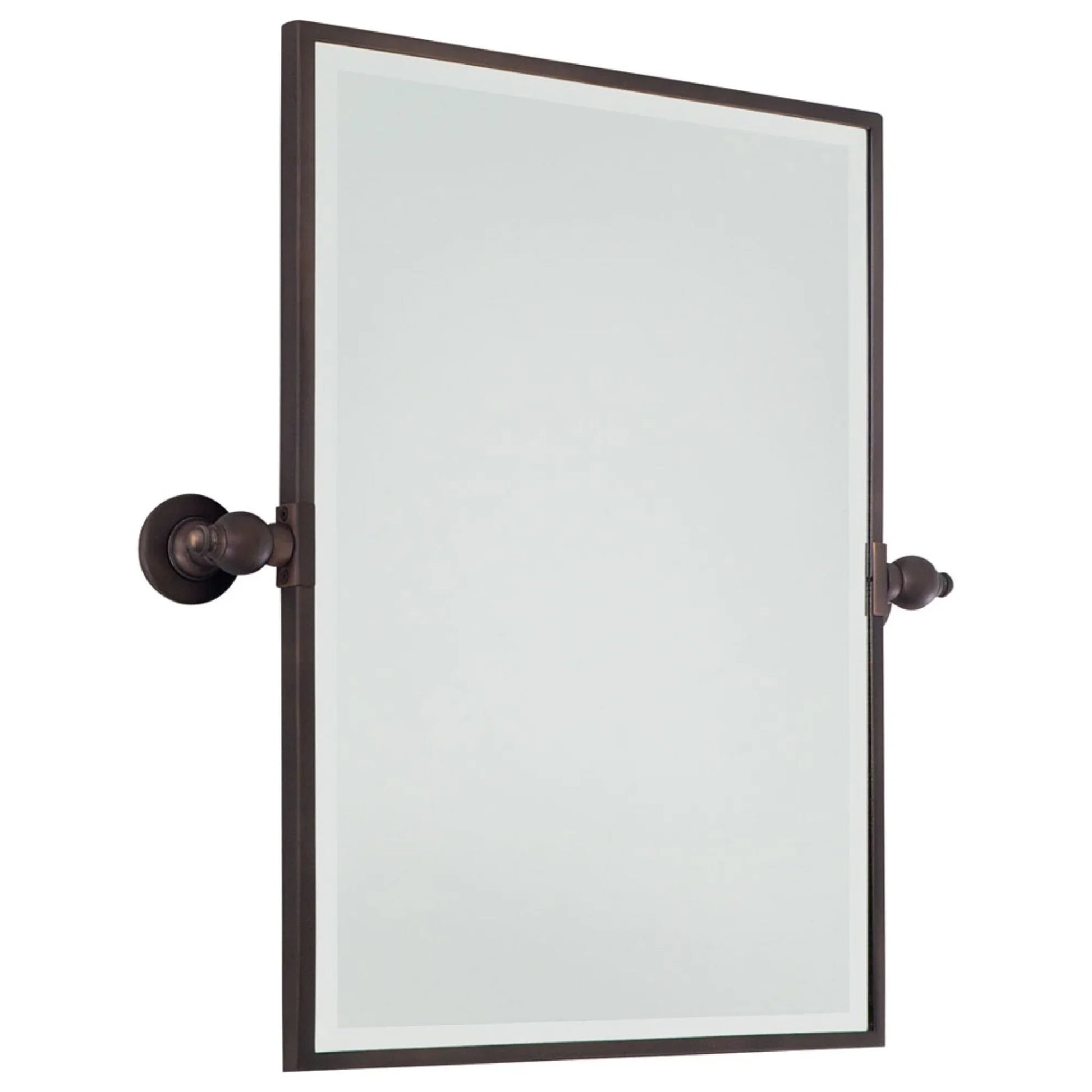 Pivoting Mirrors 24.25" x 23.5" Beveled Rectangle Mirror, Dark Brushed Bronze Finish - Bees Lighting