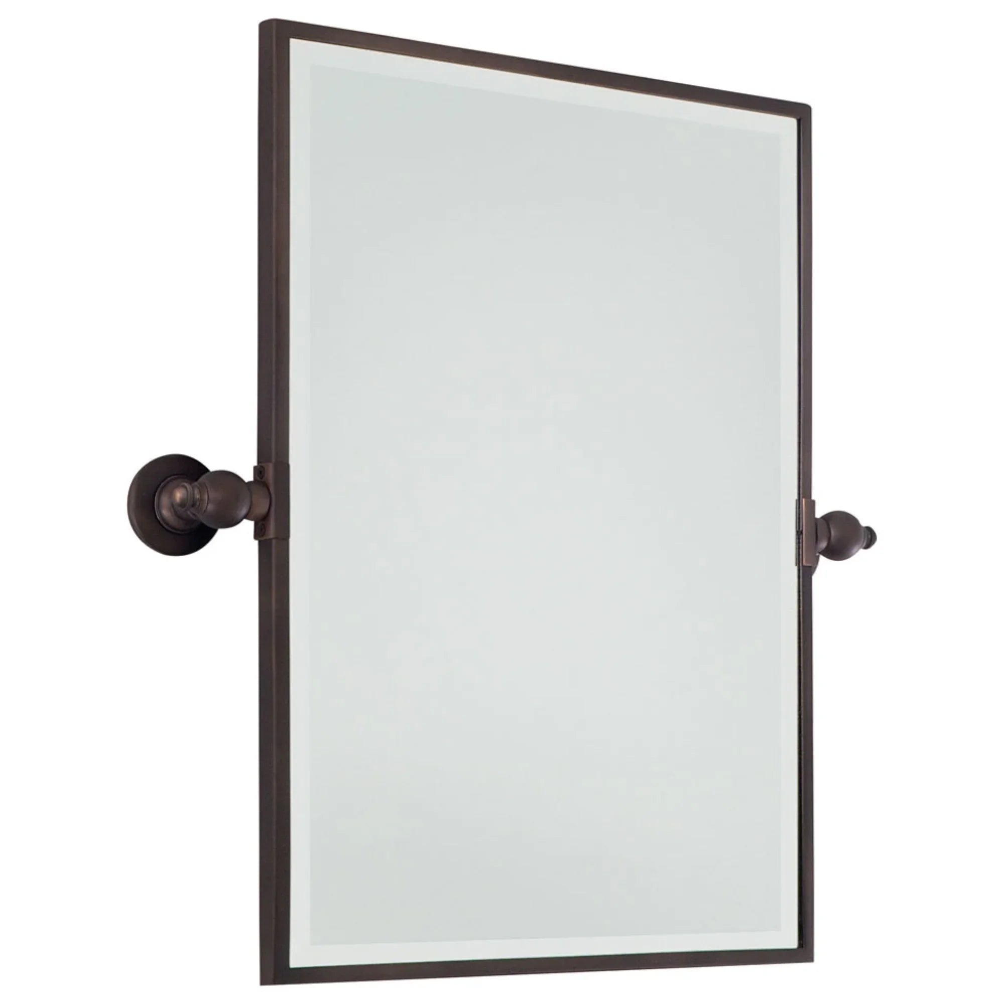 Pivoting Mirrors 24.25" x 23.5" Beveled Rectangle Mirror, Dark Brushed Bronze Finish - Bees Lighting